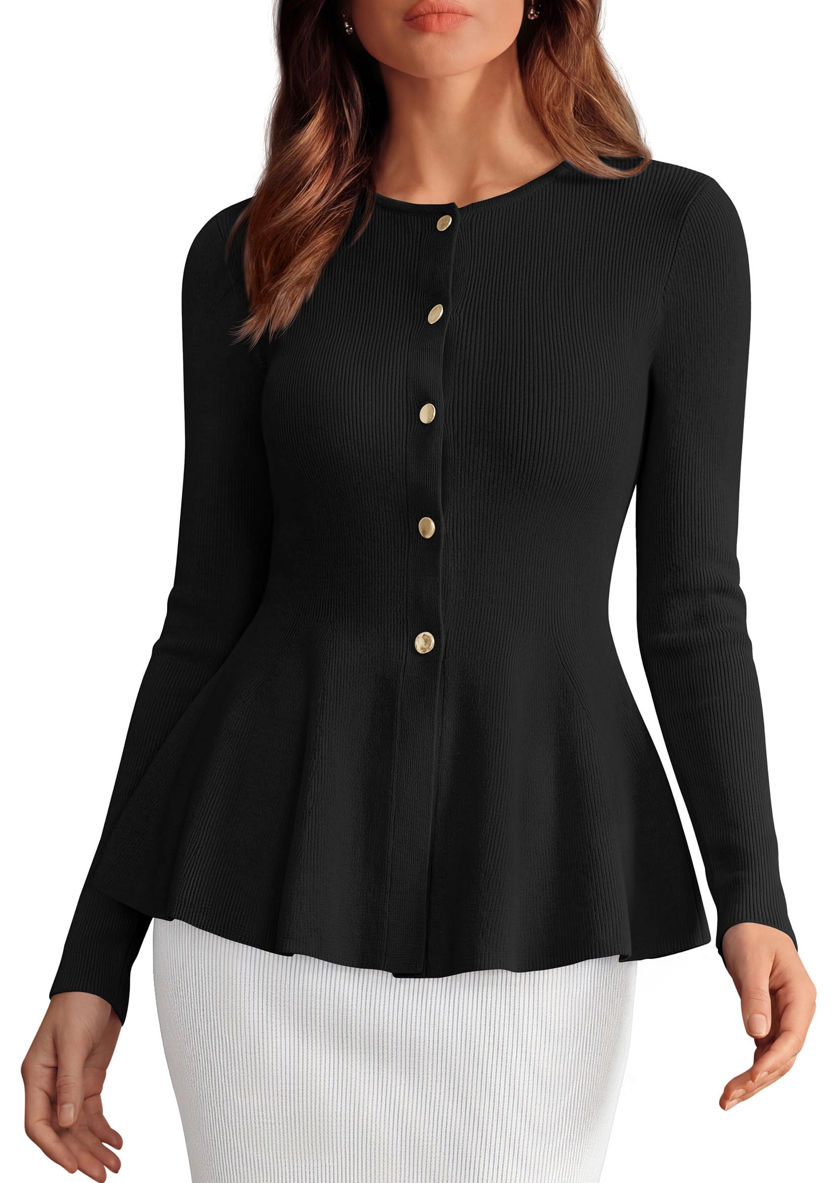 Women's Fall Lightweight Cardigan Sweaters, Black,S