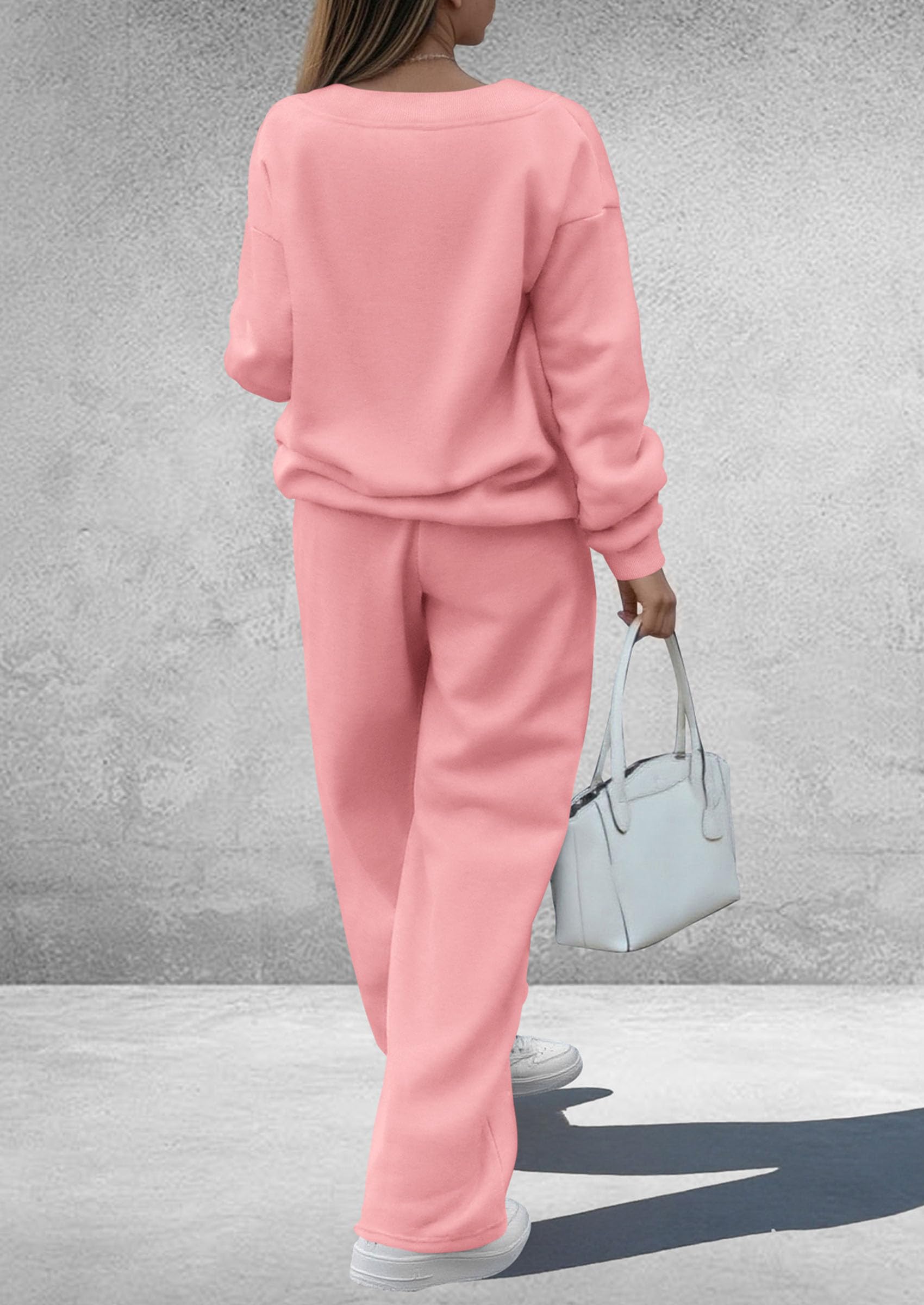 Womens 2 Piece Outfits Fall Sweatsuits,Pink,S