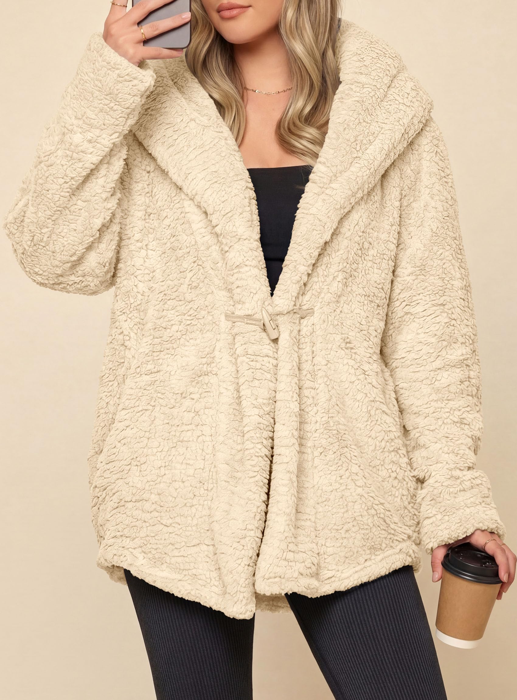 Women's Winter Warm Coats Hooded Faux Fur Sherpa Jacket