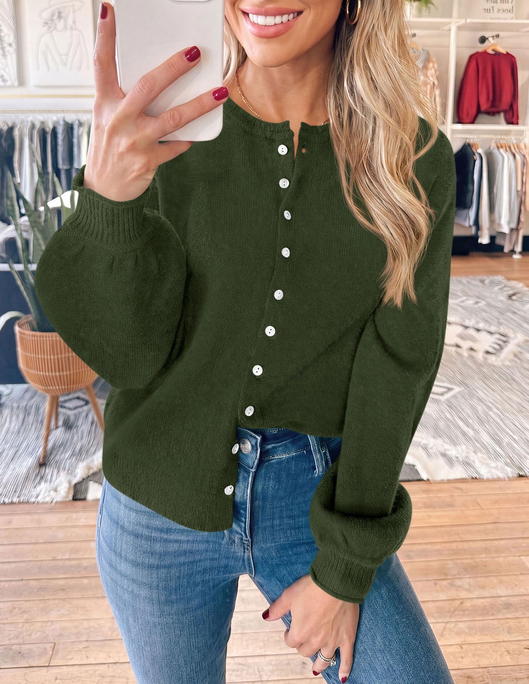 Women's Knit Button Up Cardigan Fall Lightweight Cozy Sweaters