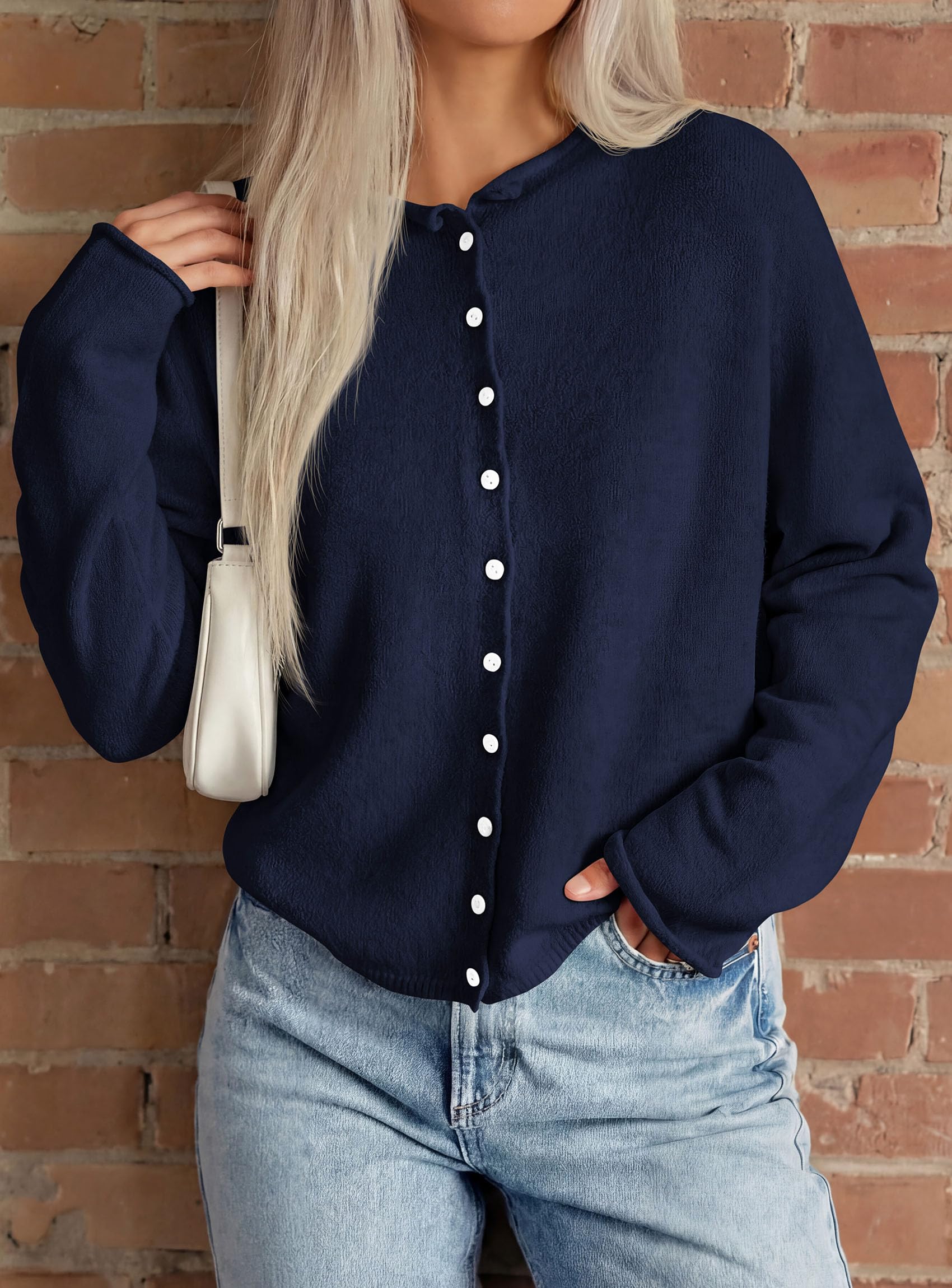 Button Up Cardigan for Women Knit Oversized Fall Sweaters