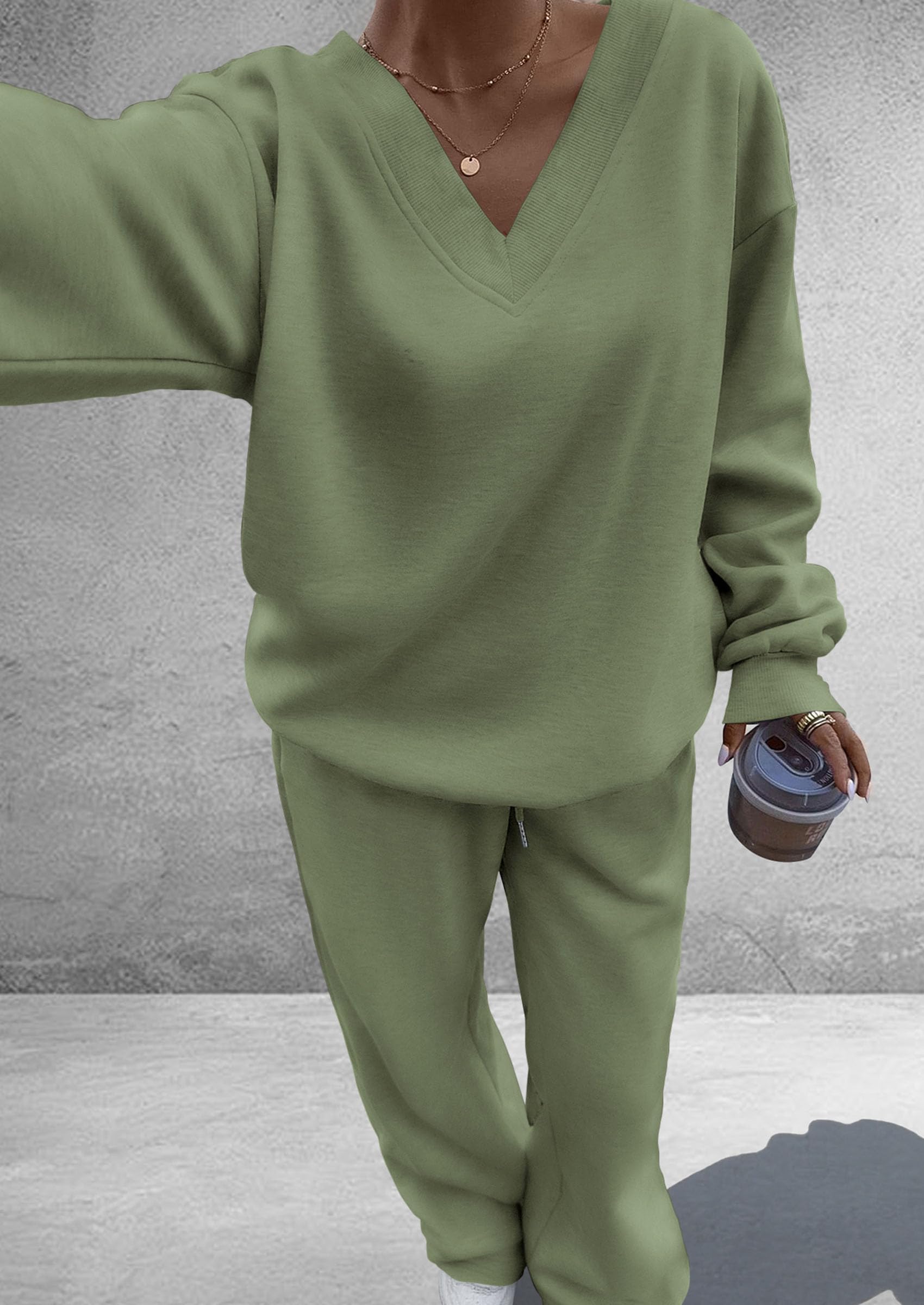 Womens 2 Piece Outfits Fall Sweatsuits,Green,S