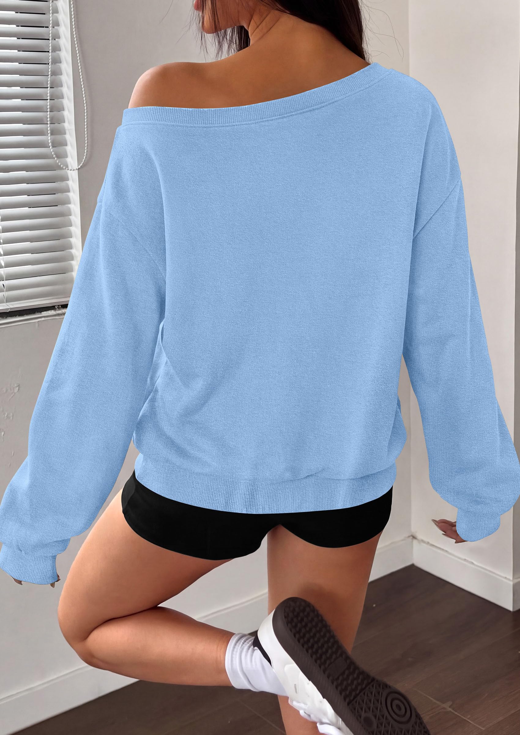 Womens Off The Shoulder Sweatshirt Fall Long Sleeve Tops
