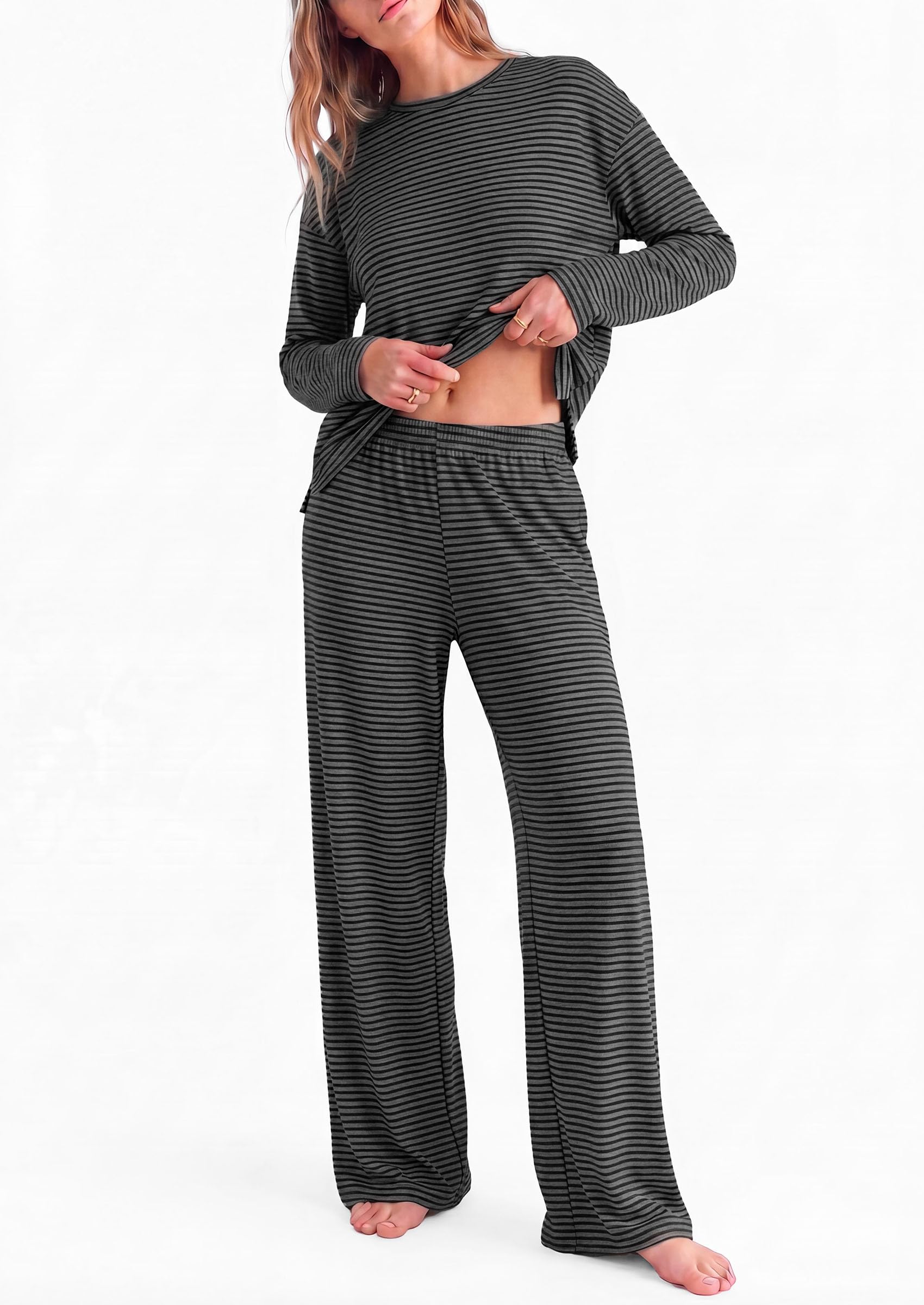 Lounge Sets for Women Fall Striped Matching Comfy Pajama Sets