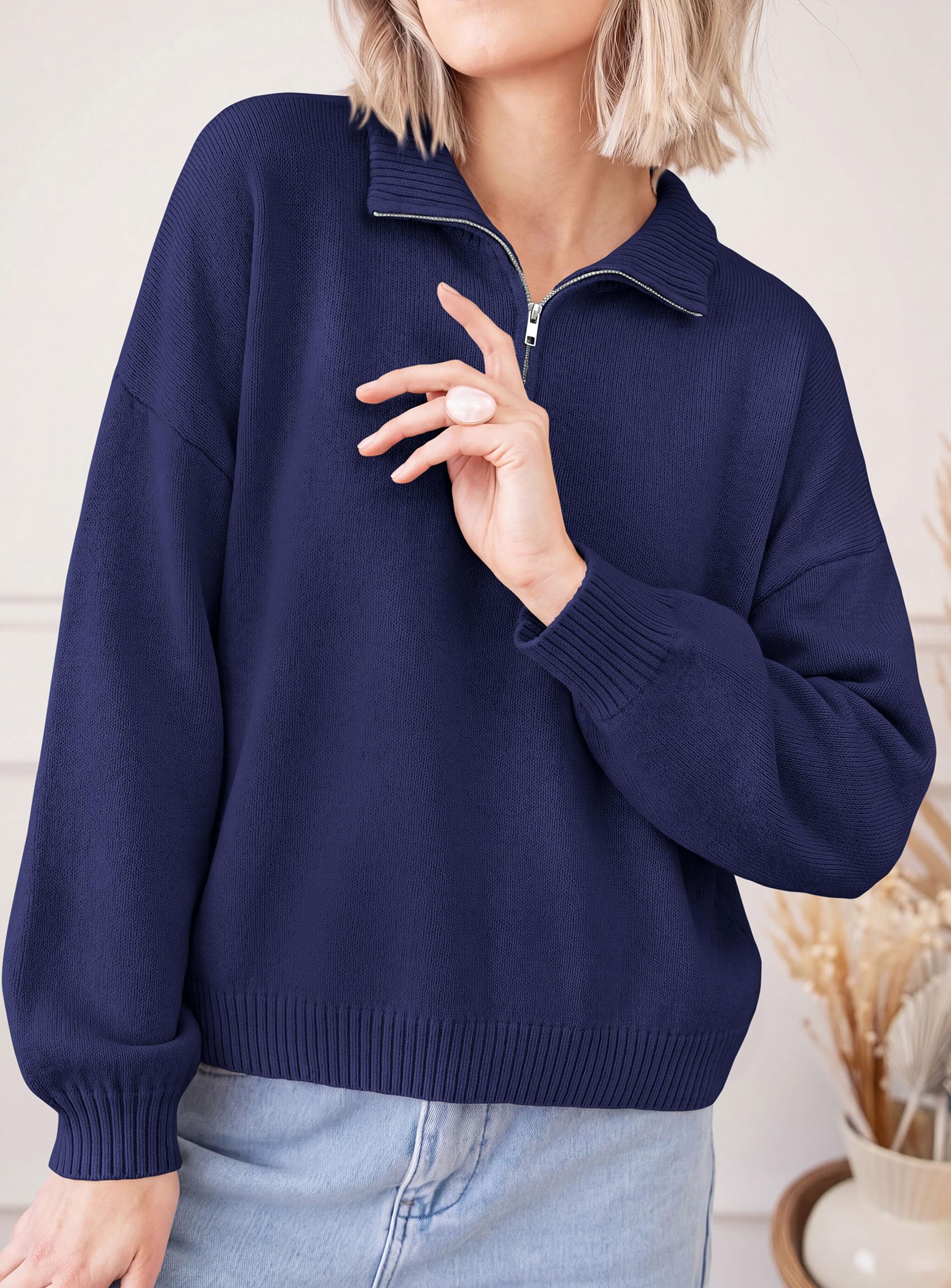Women's Sweaters Oversized Quarter Zip Pullover Fall Outfits
