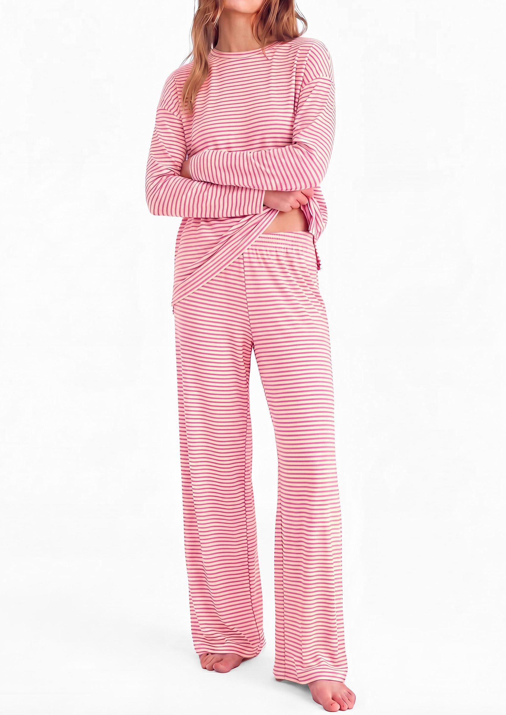 Womens Striped Lounge Set Fall Winter 2 Piece Sets