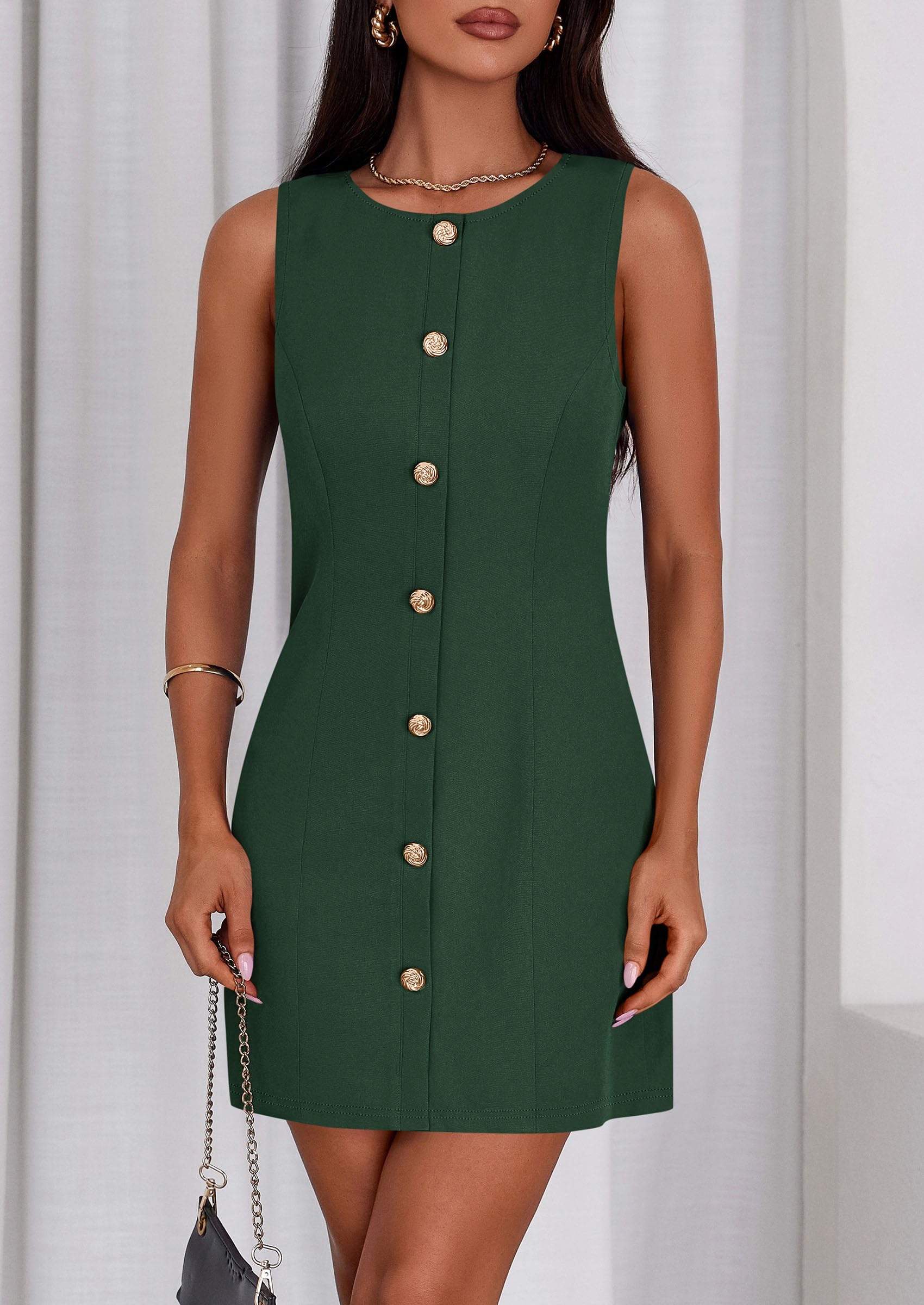 Women Business Casual Cocktail Work Short Dress,Green,S