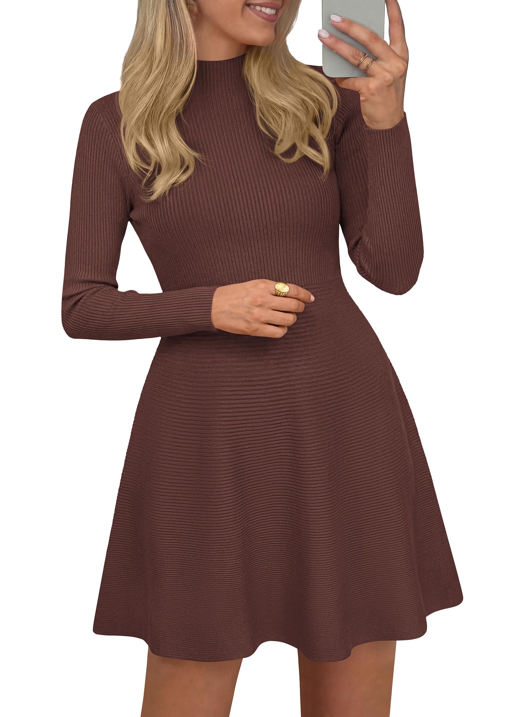Women's Knit A Line Short Sweater Dress for Fall Wedding Guest