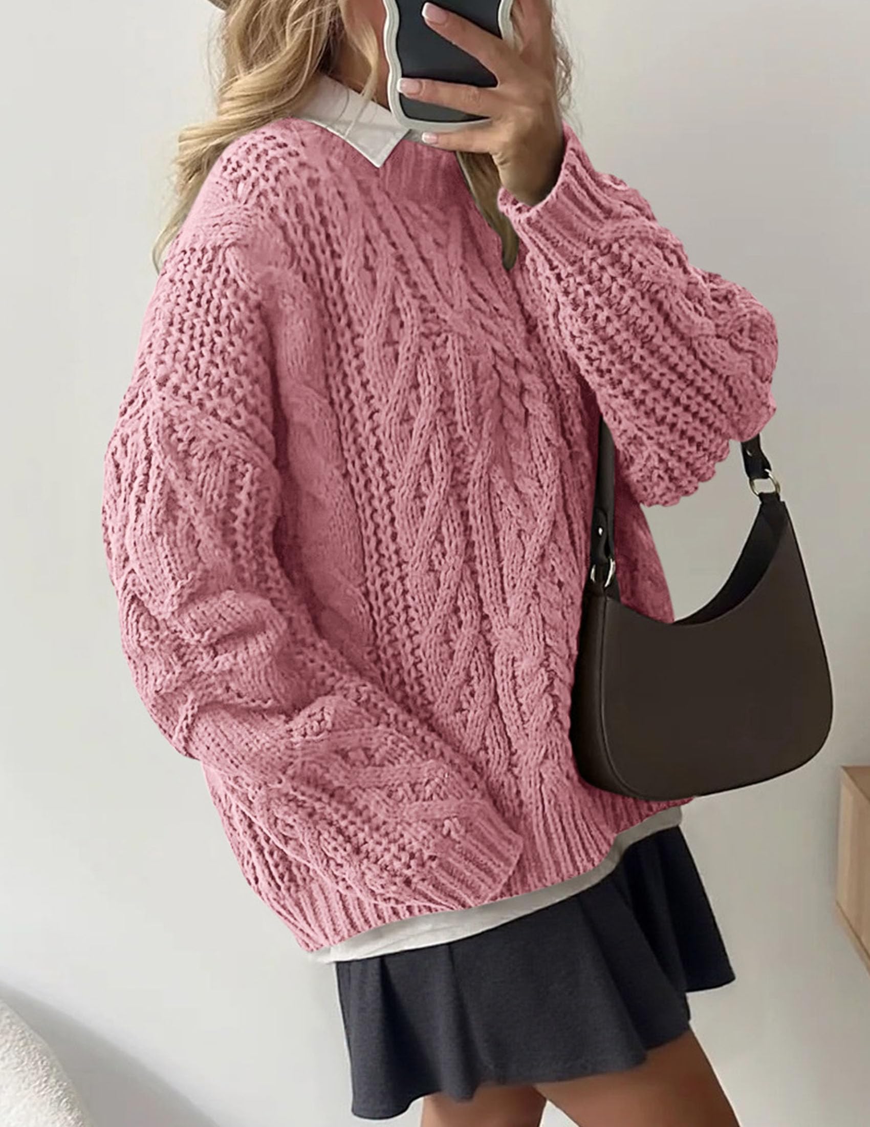 Womens Oversized Fall Sweaters Chunky Cable Knit Pullover Tops