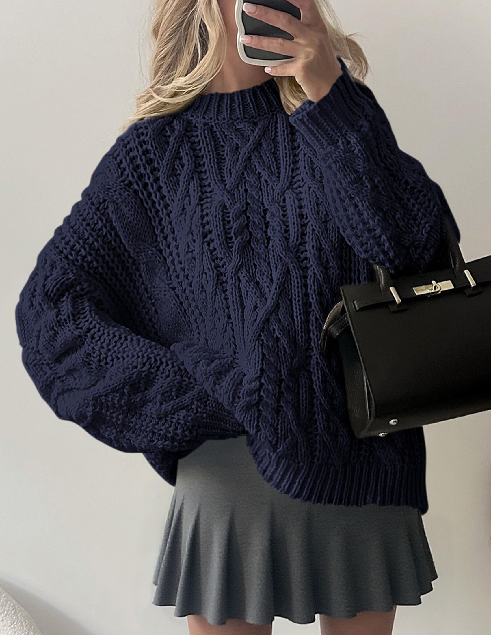 Womens Oversized Fall Sweaters Chunky Cable Knit Pullover Tops