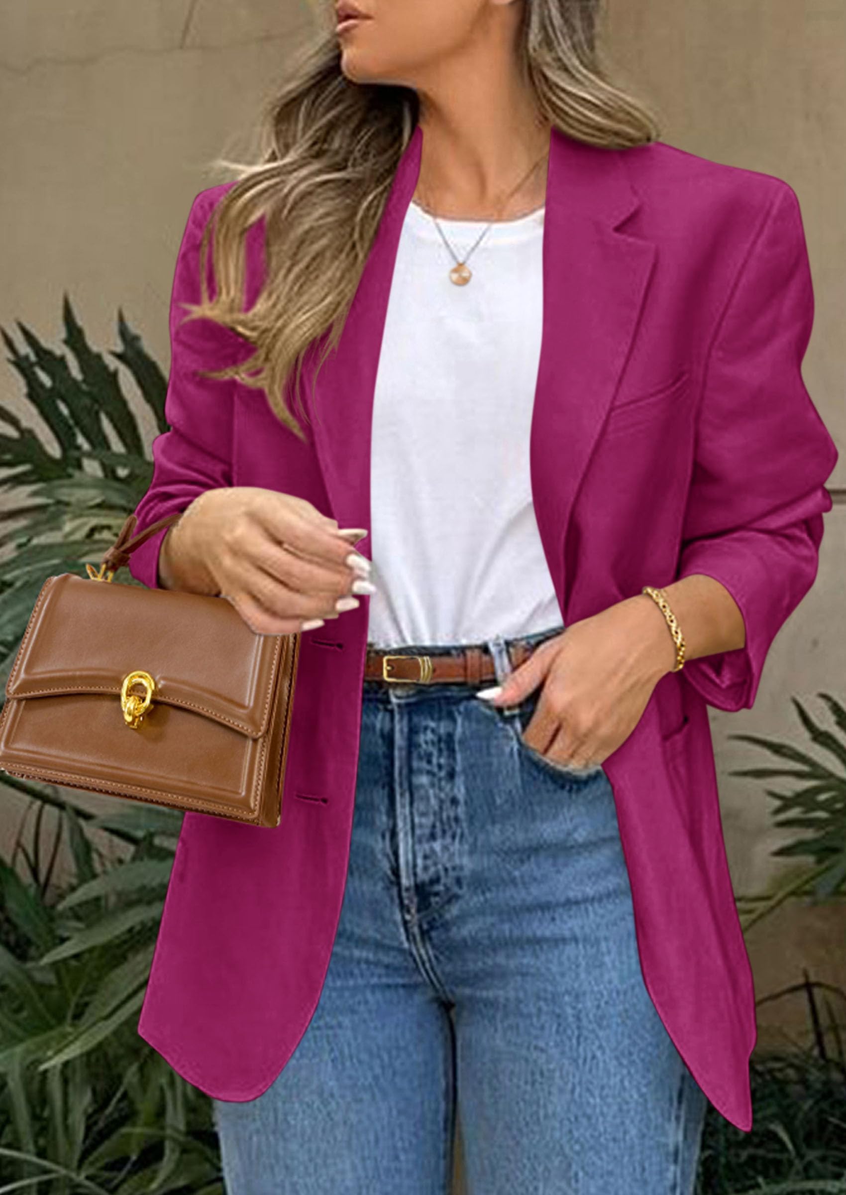 2026 Blazers for Women Business Casual,Rose Pink,XS