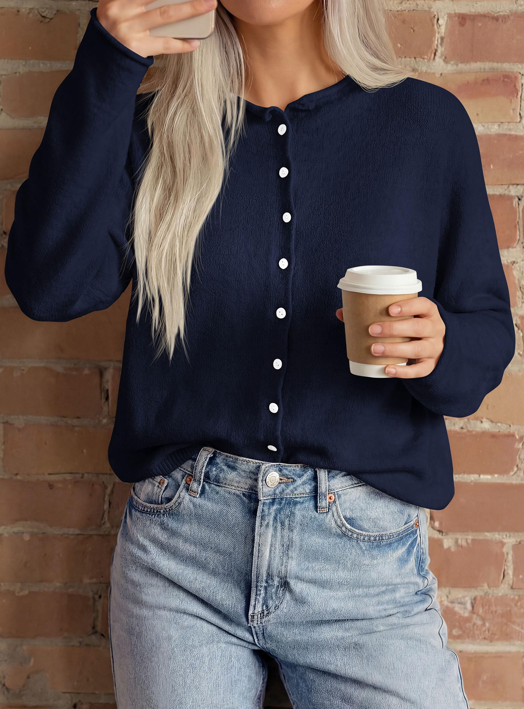 Button Up Cardigan for Women Knit Oversized Fall Sweaters