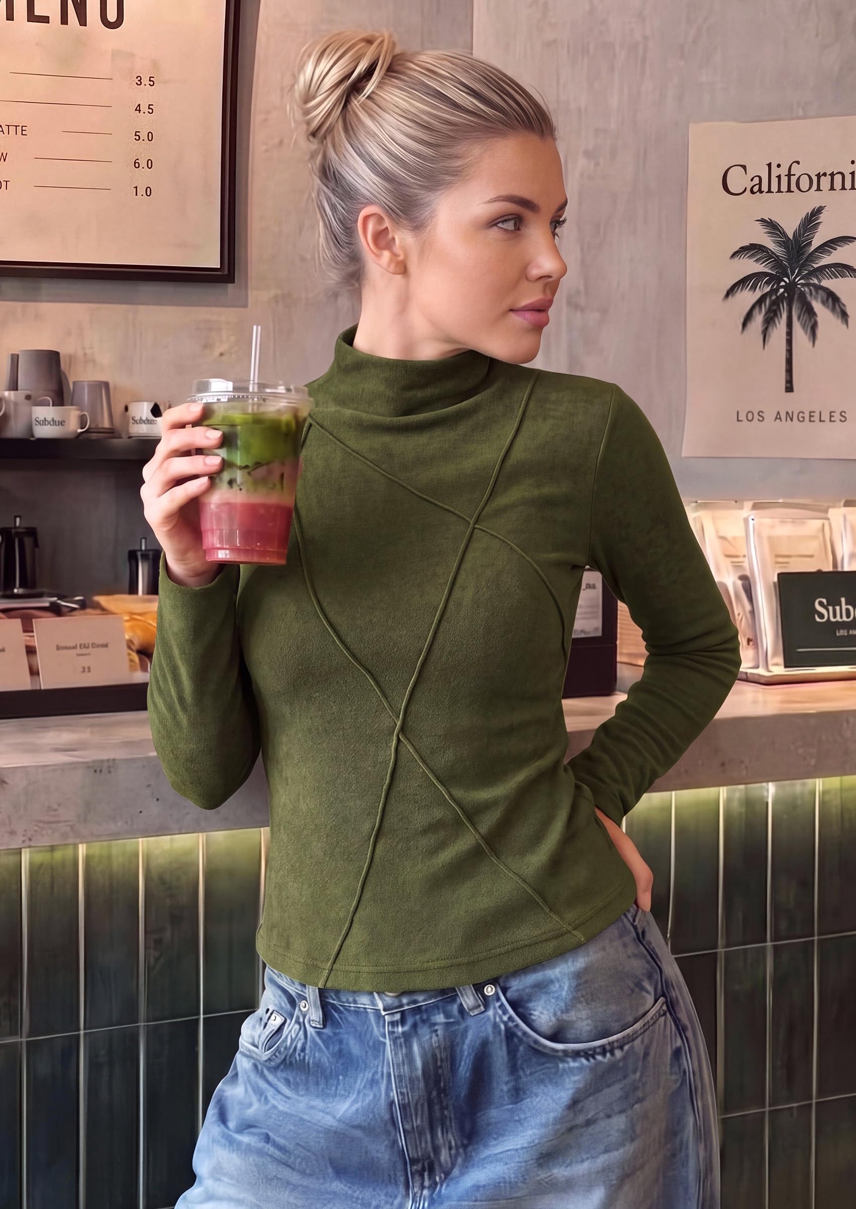 Women's Mock Neck Long Sleeve Shirts Underscrub Fall Tops
