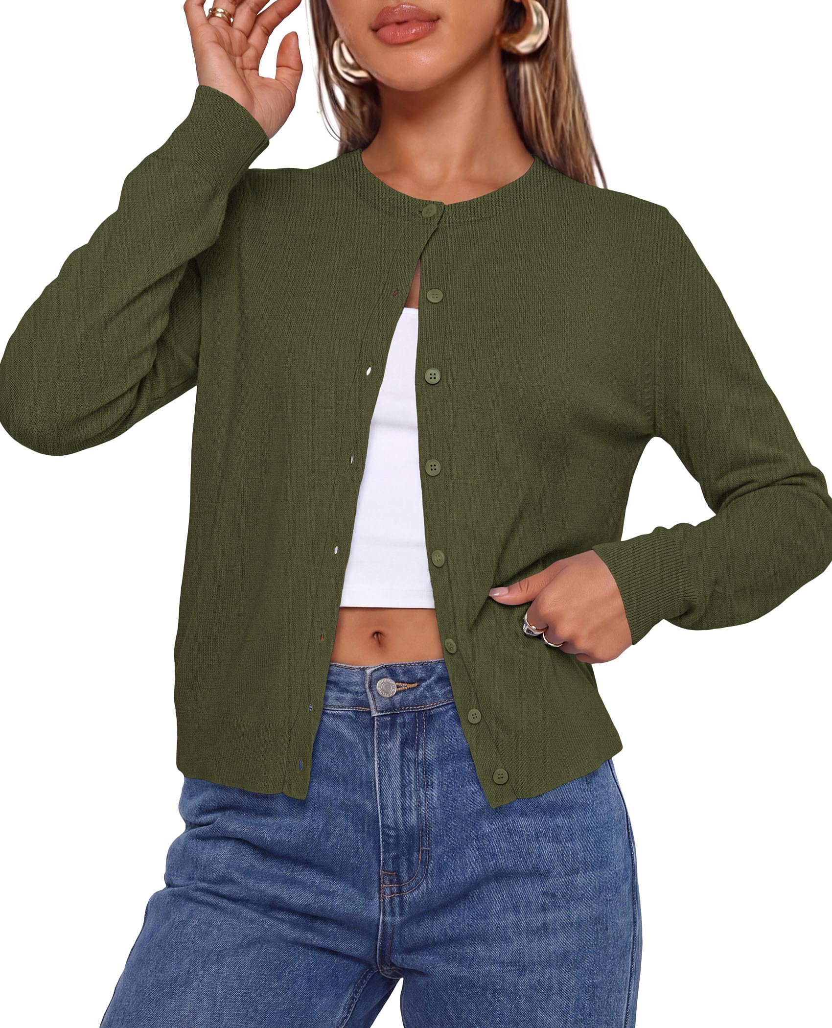 Lightweight Cardigans for Women Knit Button Up Fall Sweaters