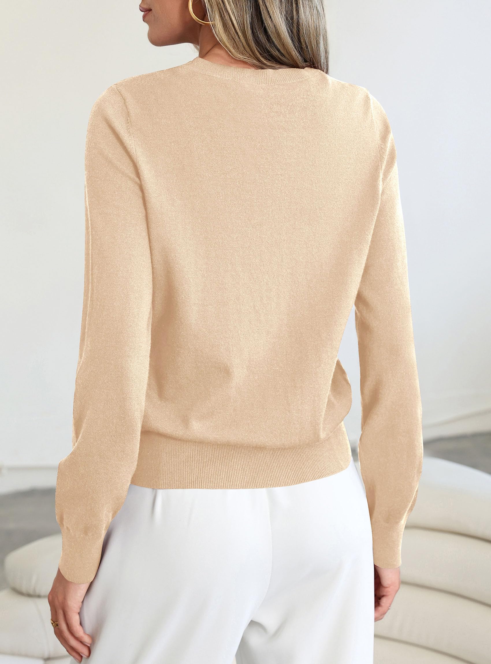 Womens Fall Basic Long Sleeve Sweater,Light Khaki,XS
