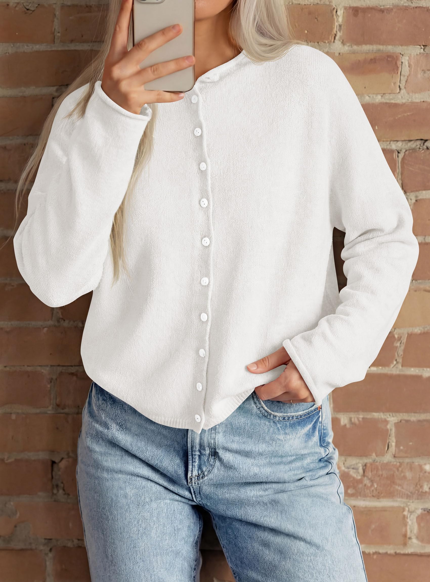 Button Up Cardigan for Women Knit Oversized Fall Sweaters