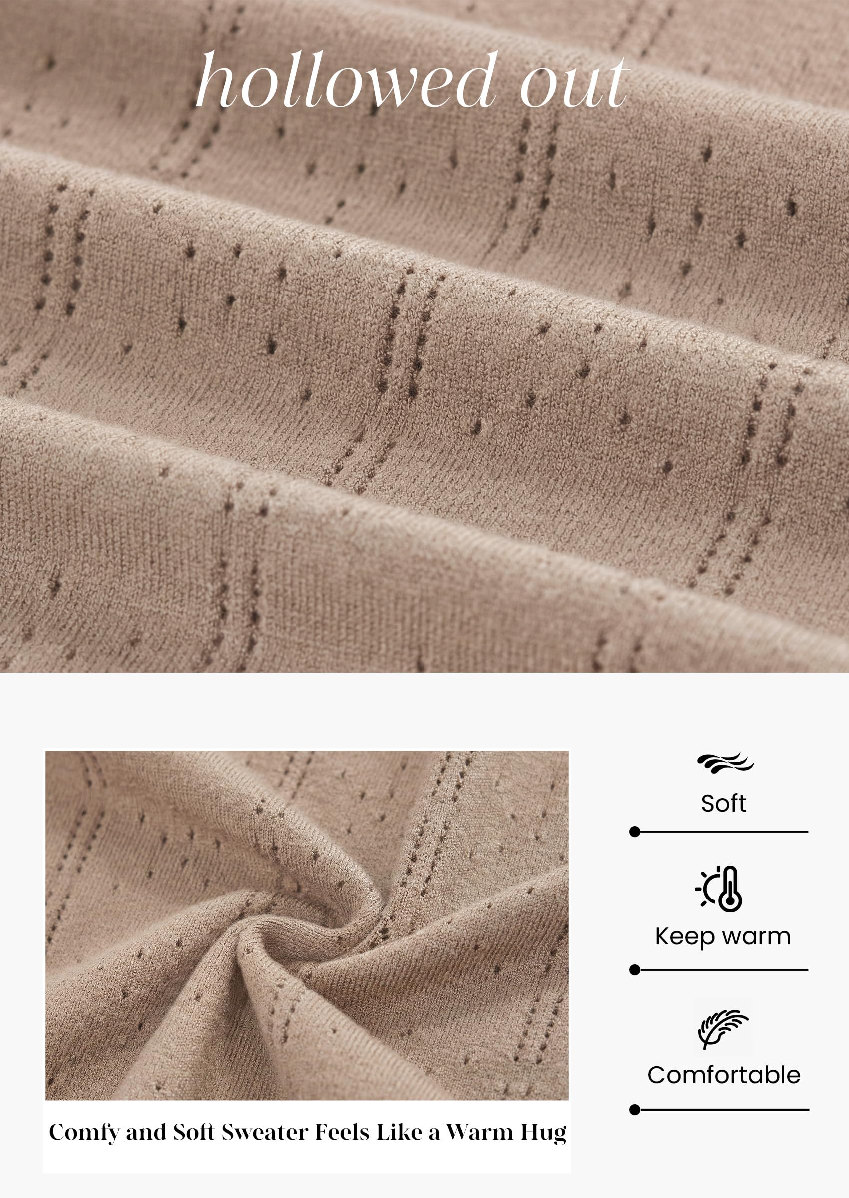 Women Fall Fashion Hollow Out Holiday Sweaters Light Khaki,S