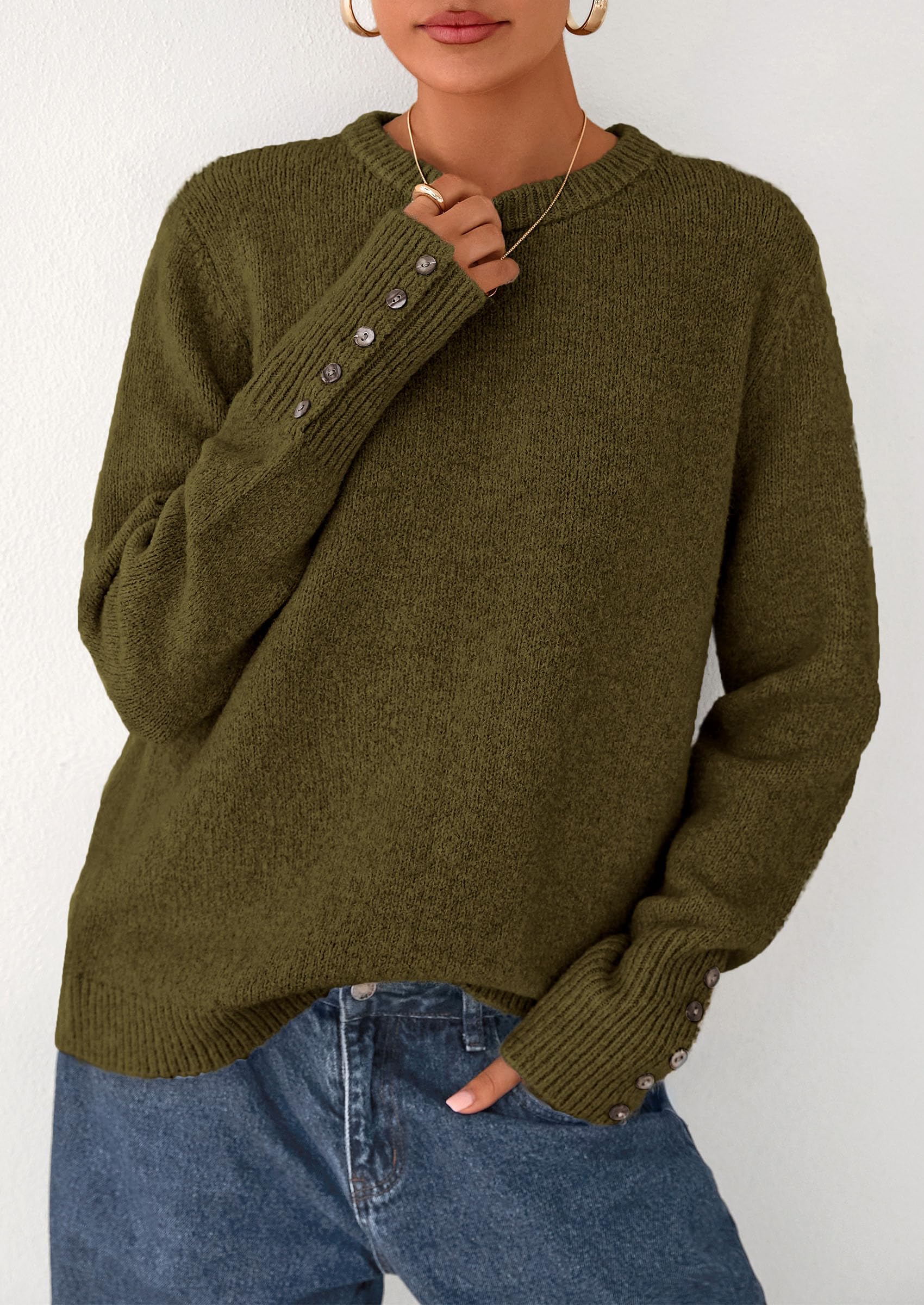 Fall Sweaters for Women Cozy Casual Pullover Ribbed Knit Tops