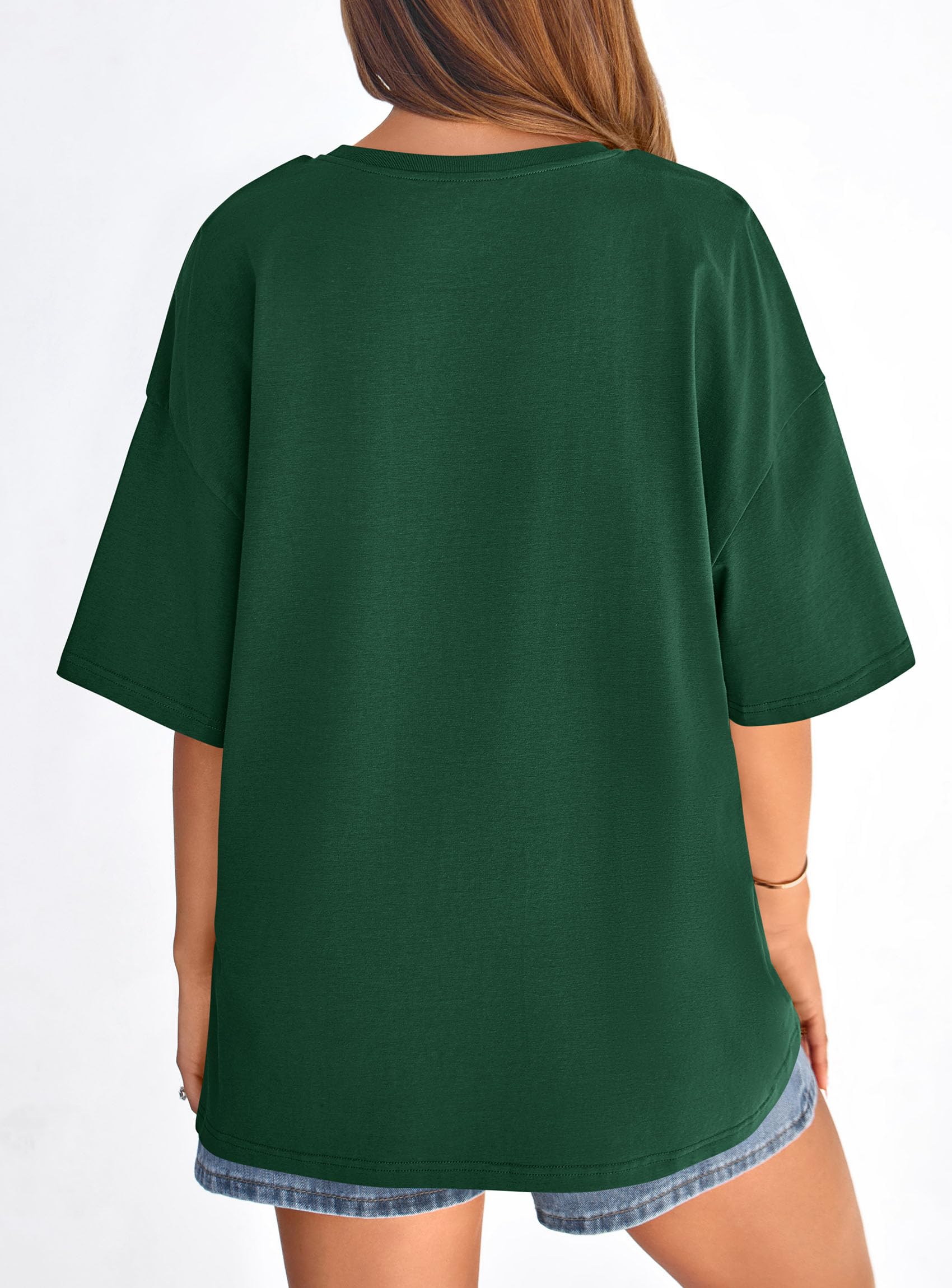 Women's Oversized Tshirts Going Out Tops (Dark Green,S)