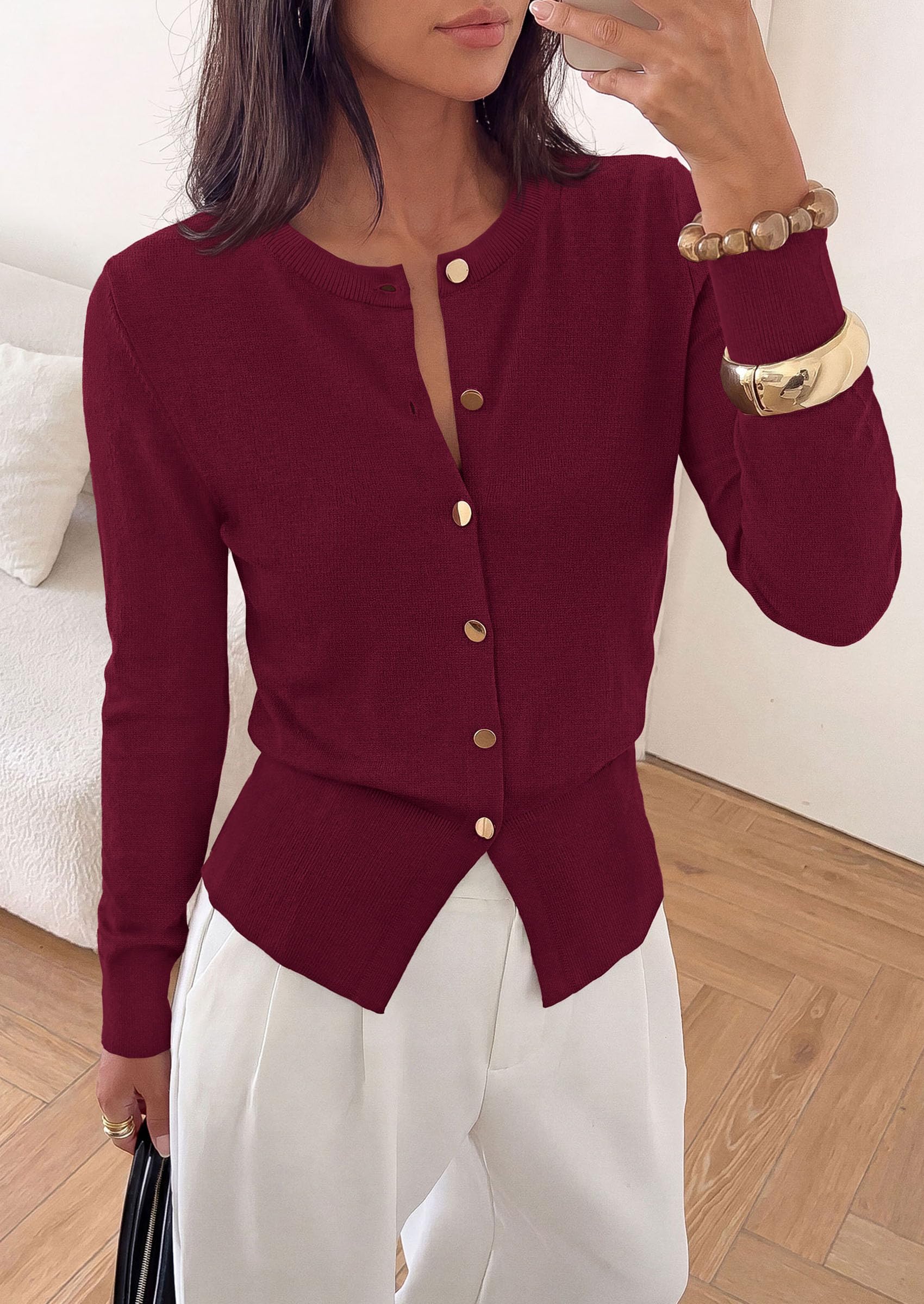Womens Fall Fashion Knit Cardigan Sweaters Cinched Waist Tops