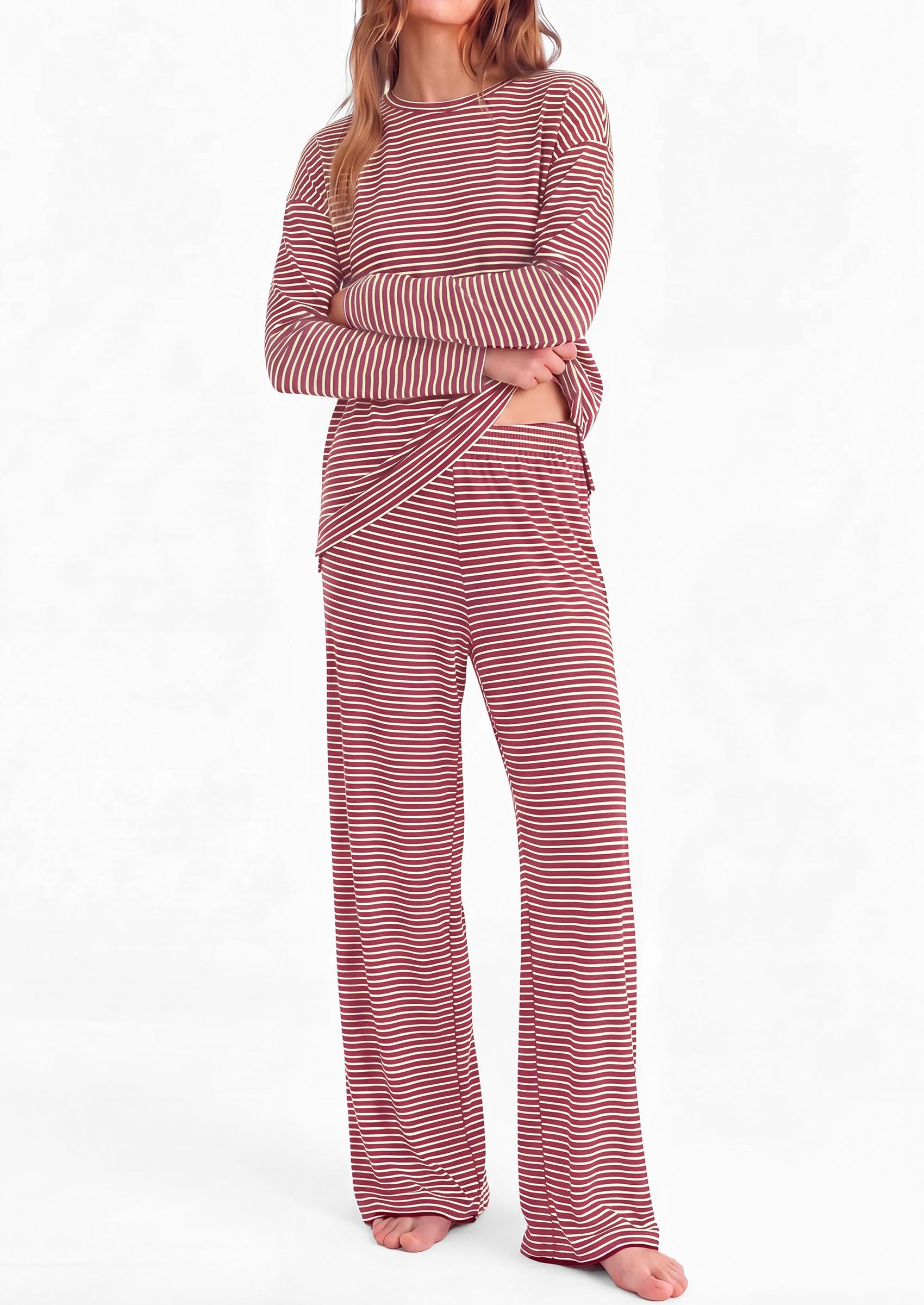 Lounge Sets for Women Fall Striped Matching Comfy Pajama Sets