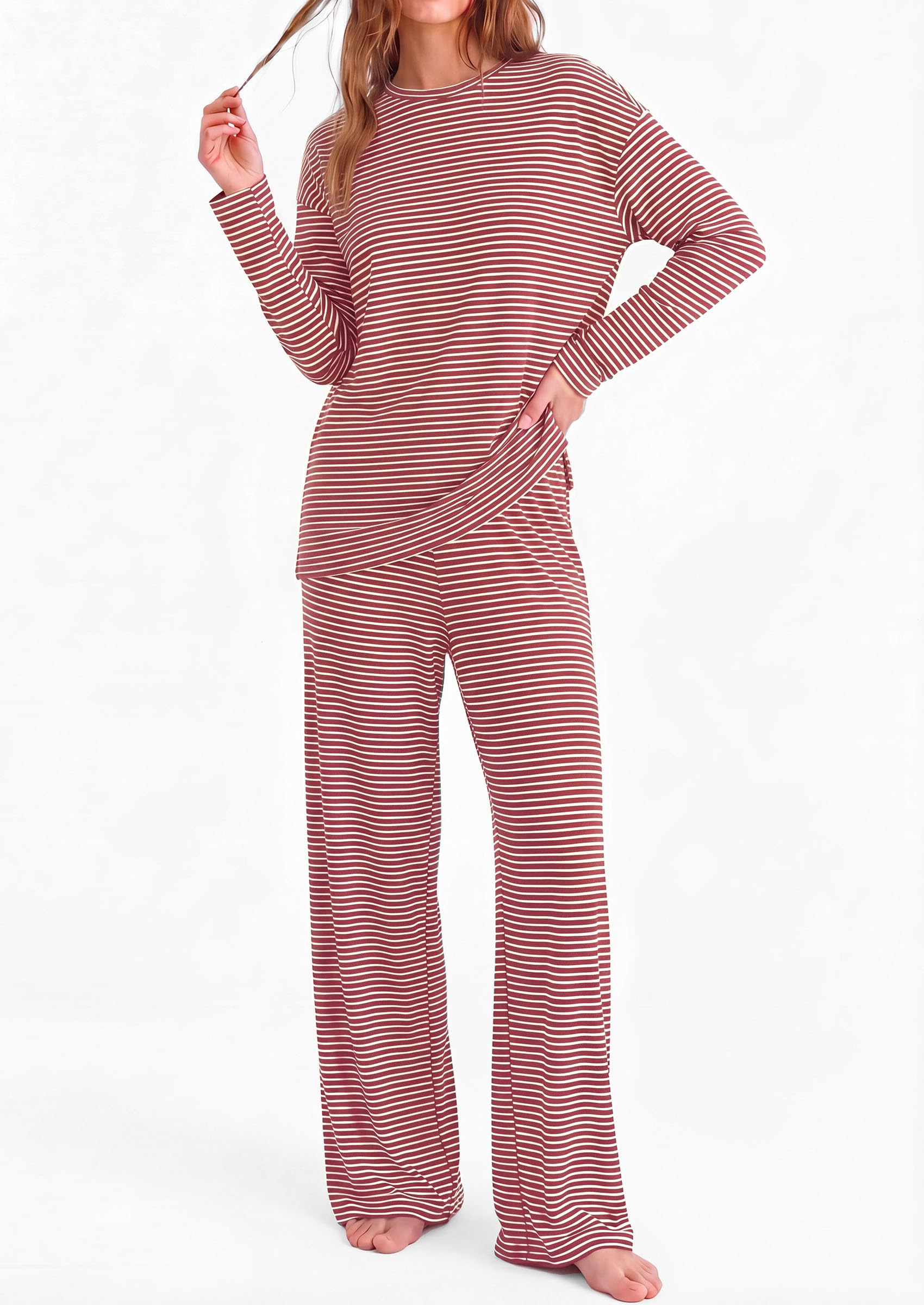 Lounge Sets for Women Fall Striped Matching Comfy Pajama Sets