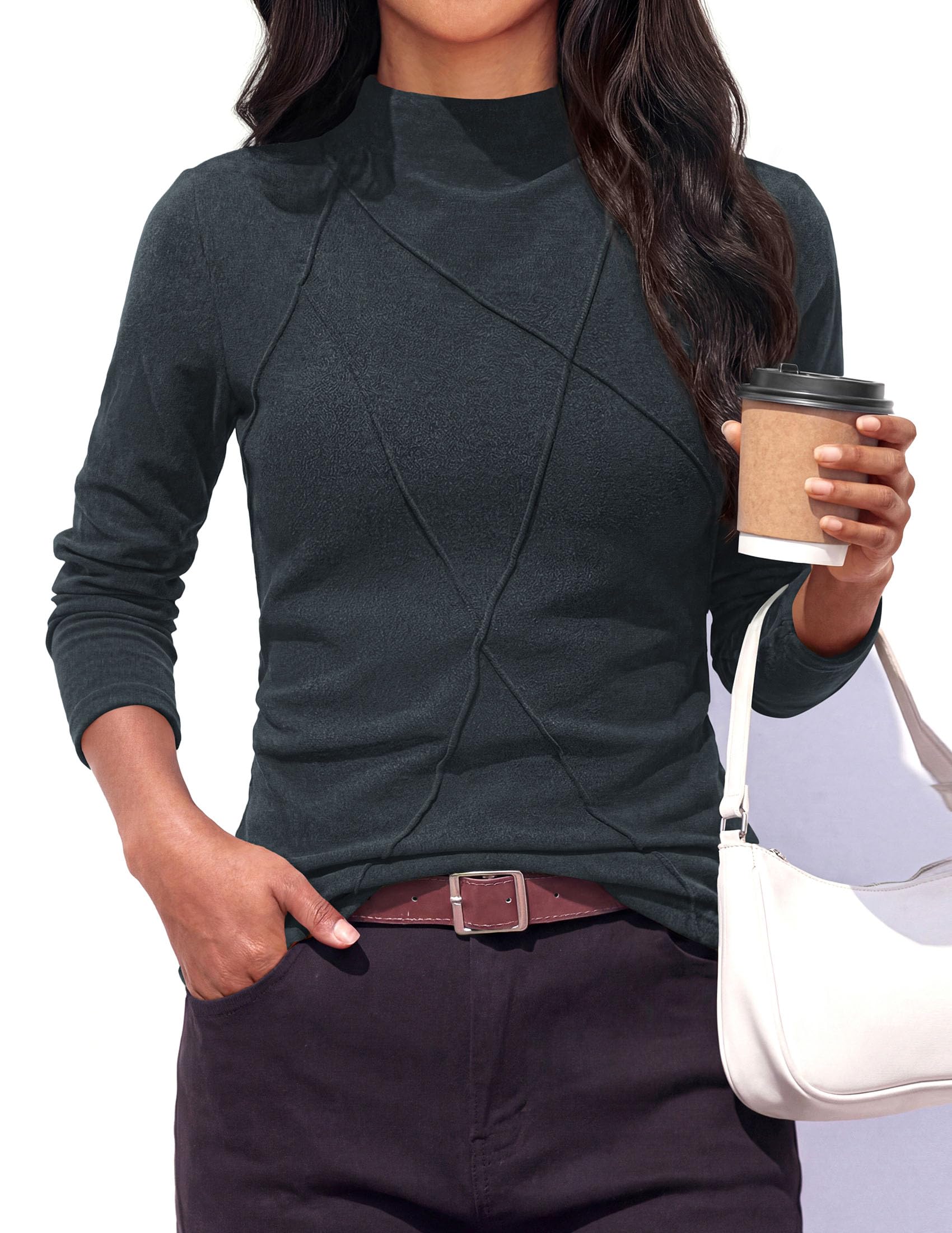 Women's Mock Neck Long Sleeve Shirts Underscrub Fall Tops