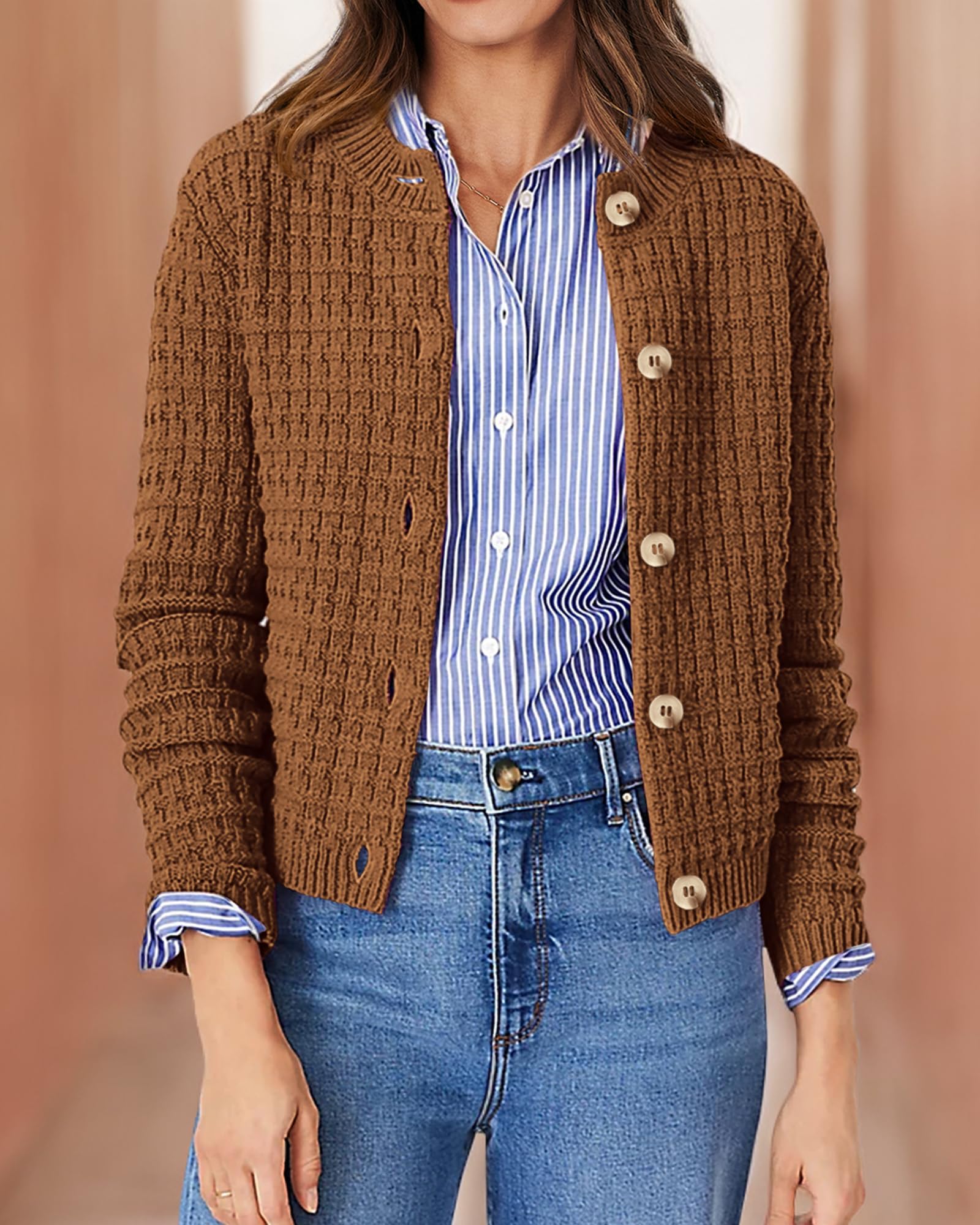 Women's Fall Lightweight Cardigan Sweaters Coffee