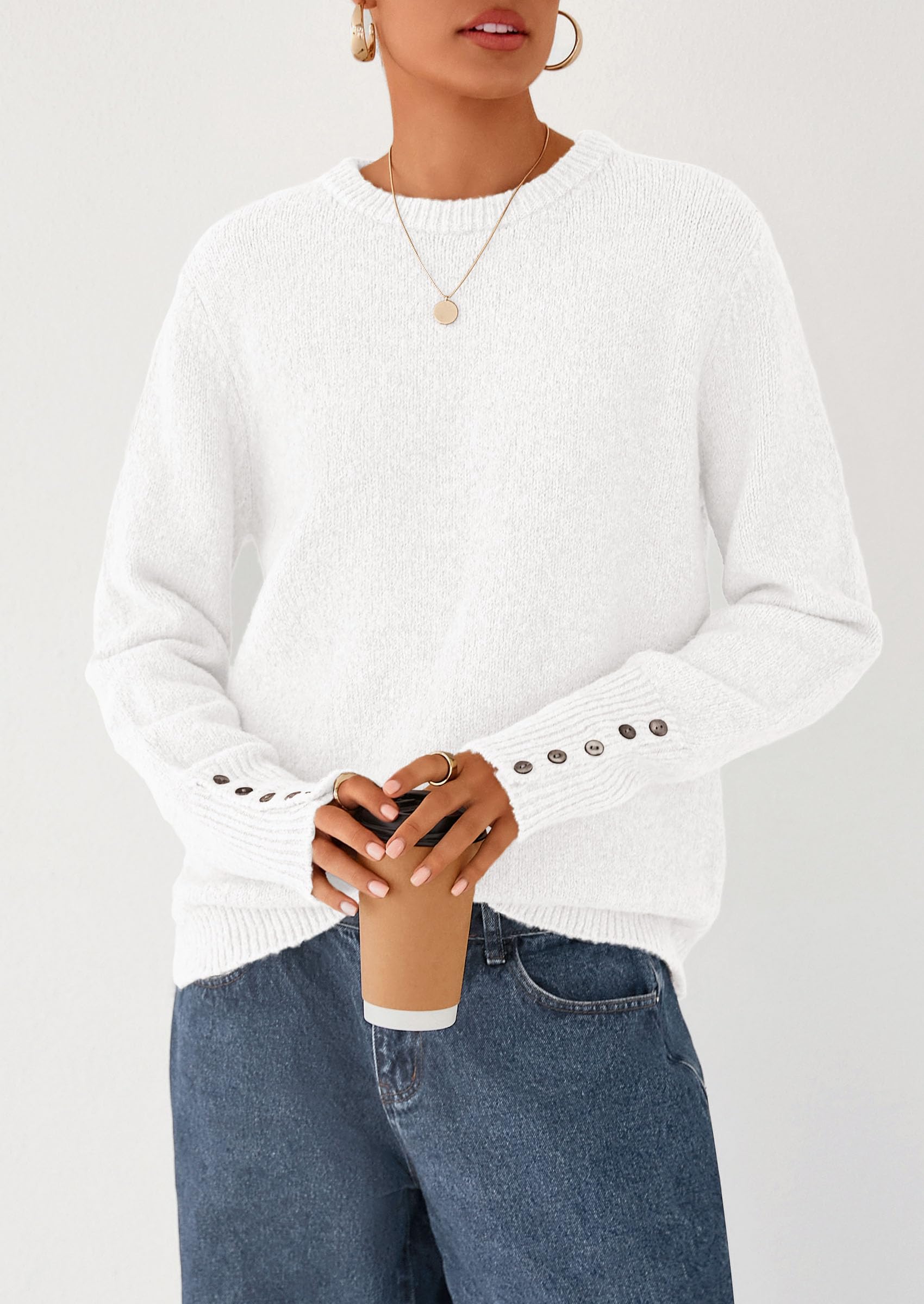 Fall Sweaters for Women Cozy Casual Pullover Ribbed Knit Tops