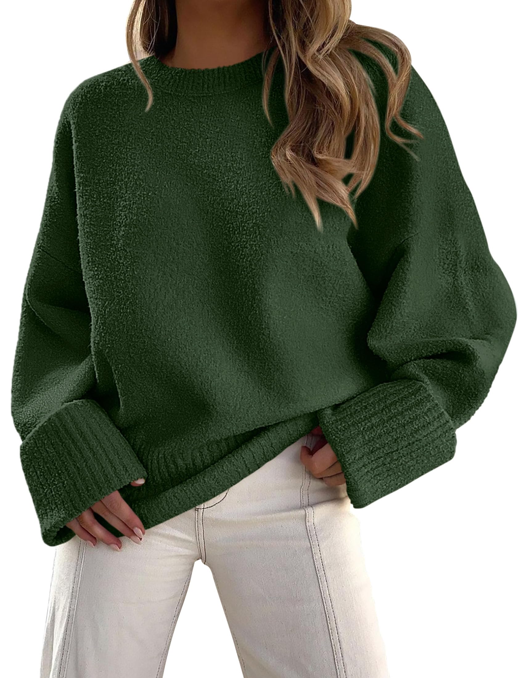 Women's Fall Fashion Cozy Oversized Sweaters Dark Army Green