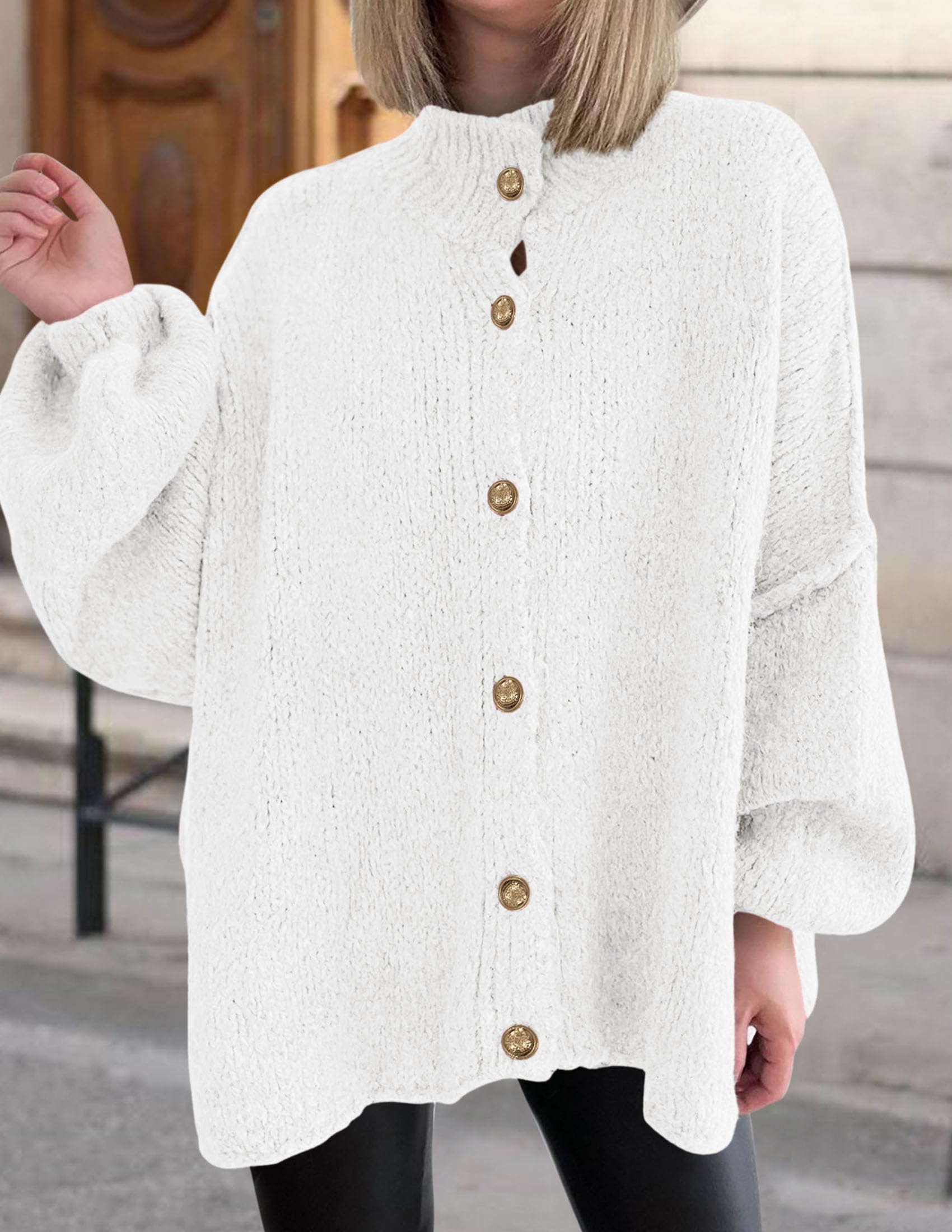 Women's Oversized Chunky Cardigan Sweaters(White,Small)