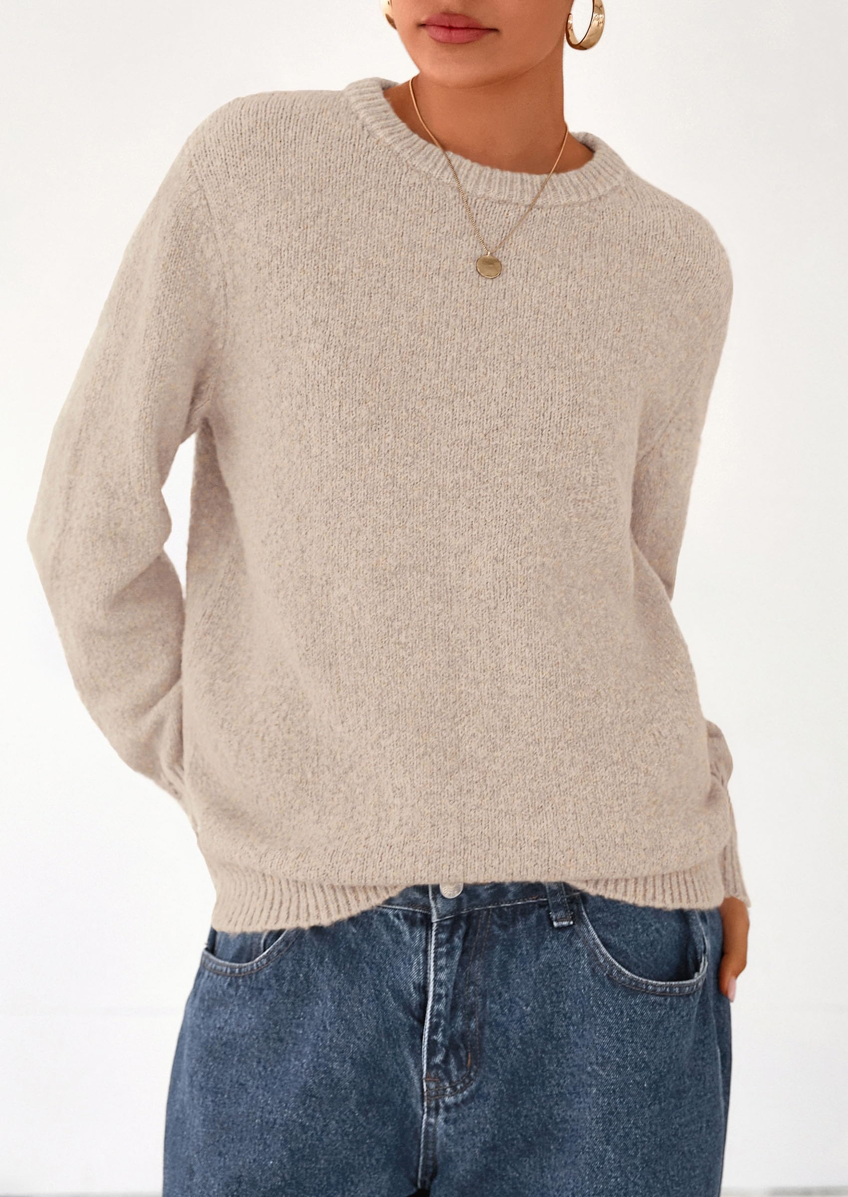 Fall Sweaters for Women Cozy Casual Pullover Ribbed Knit Tops