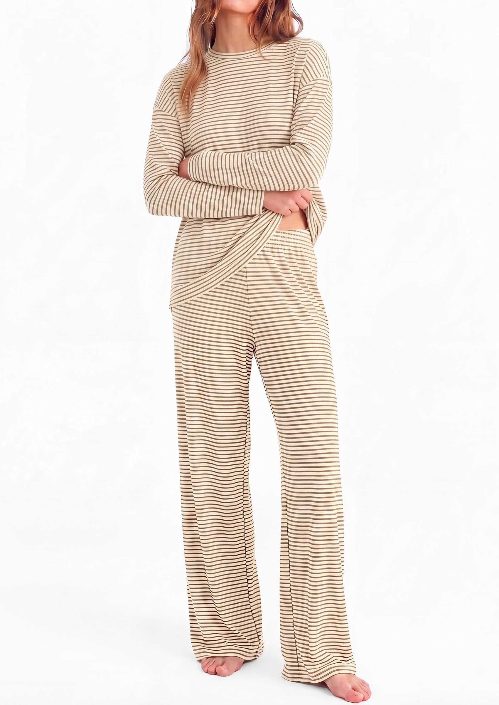 Lounge Sets for Women Fall Striped Matching Comfy Pajama Sets