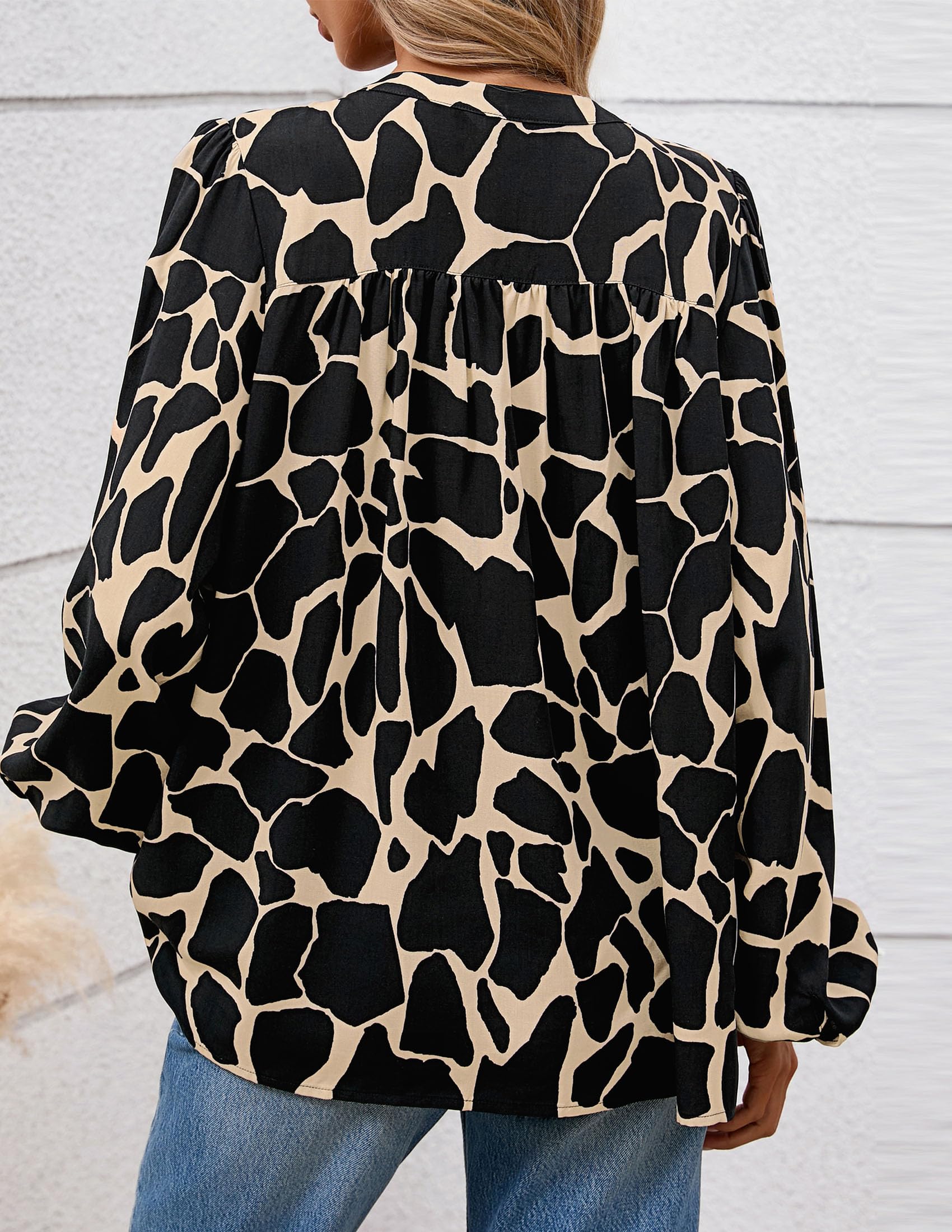 Women's Boho Tops Fall Long Sleeve Button Down Floral Blouses