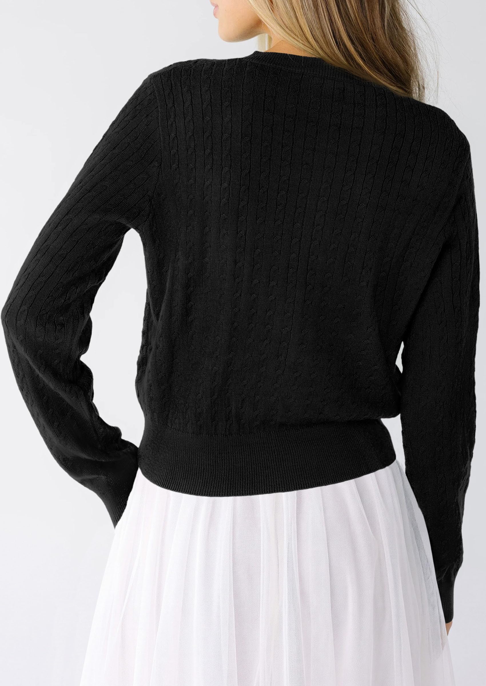 Women Fall Lightweight Cardigans Button Up Cable Knit Sweaters