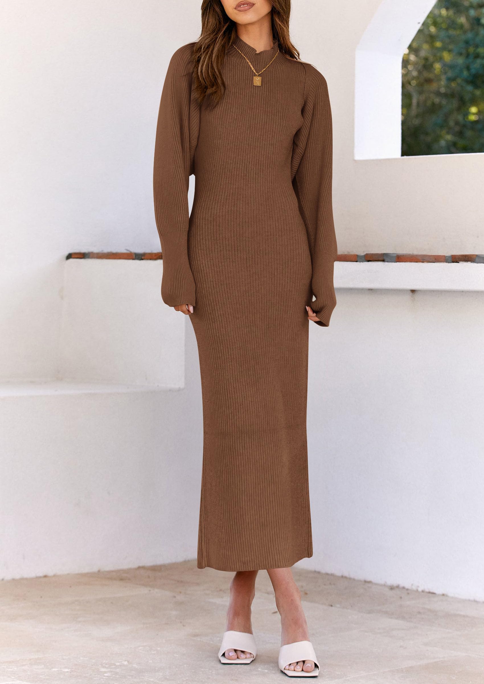 Womens 2 Piece Ribbed Knit Sweater Dress Set Date Night Outfit