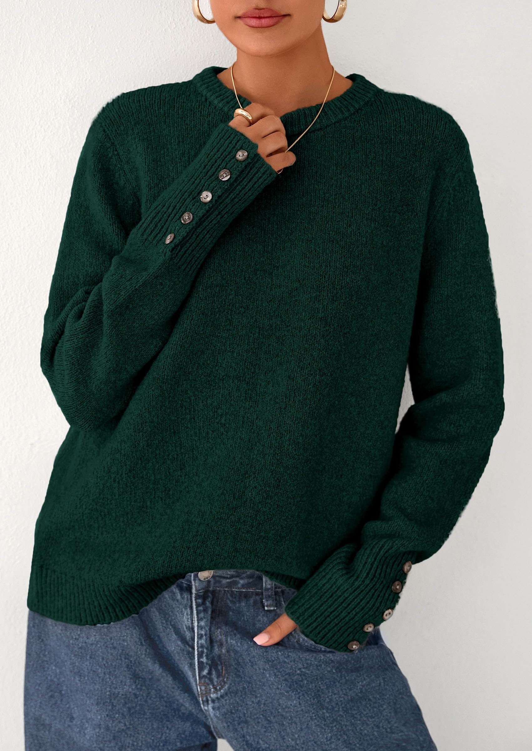 Fall Sweaters for Women Cozy Casual Pullover Ribbed Knit Tops