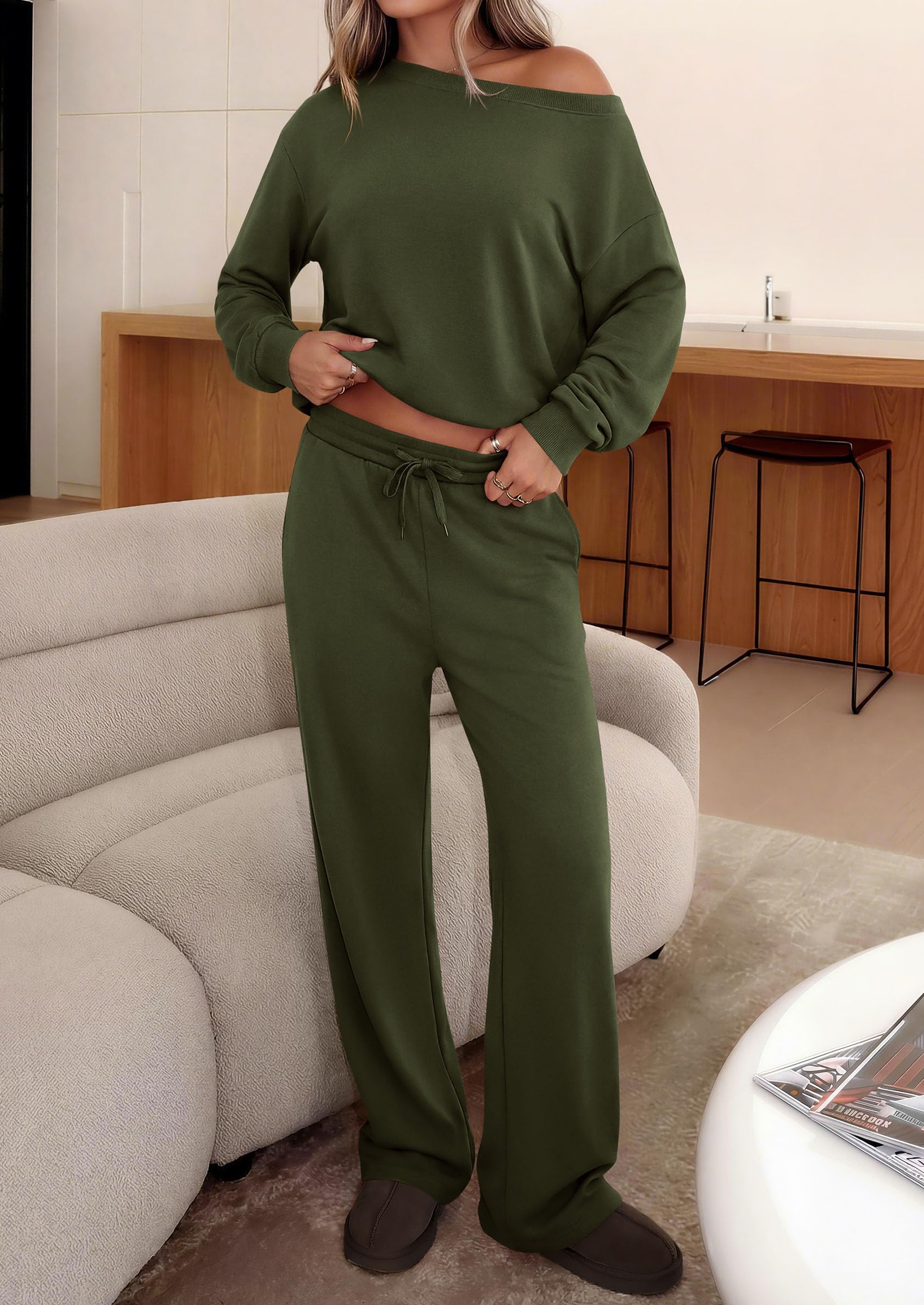2 Piece Sets for Women Off the Shoulder Matching Lounge Set