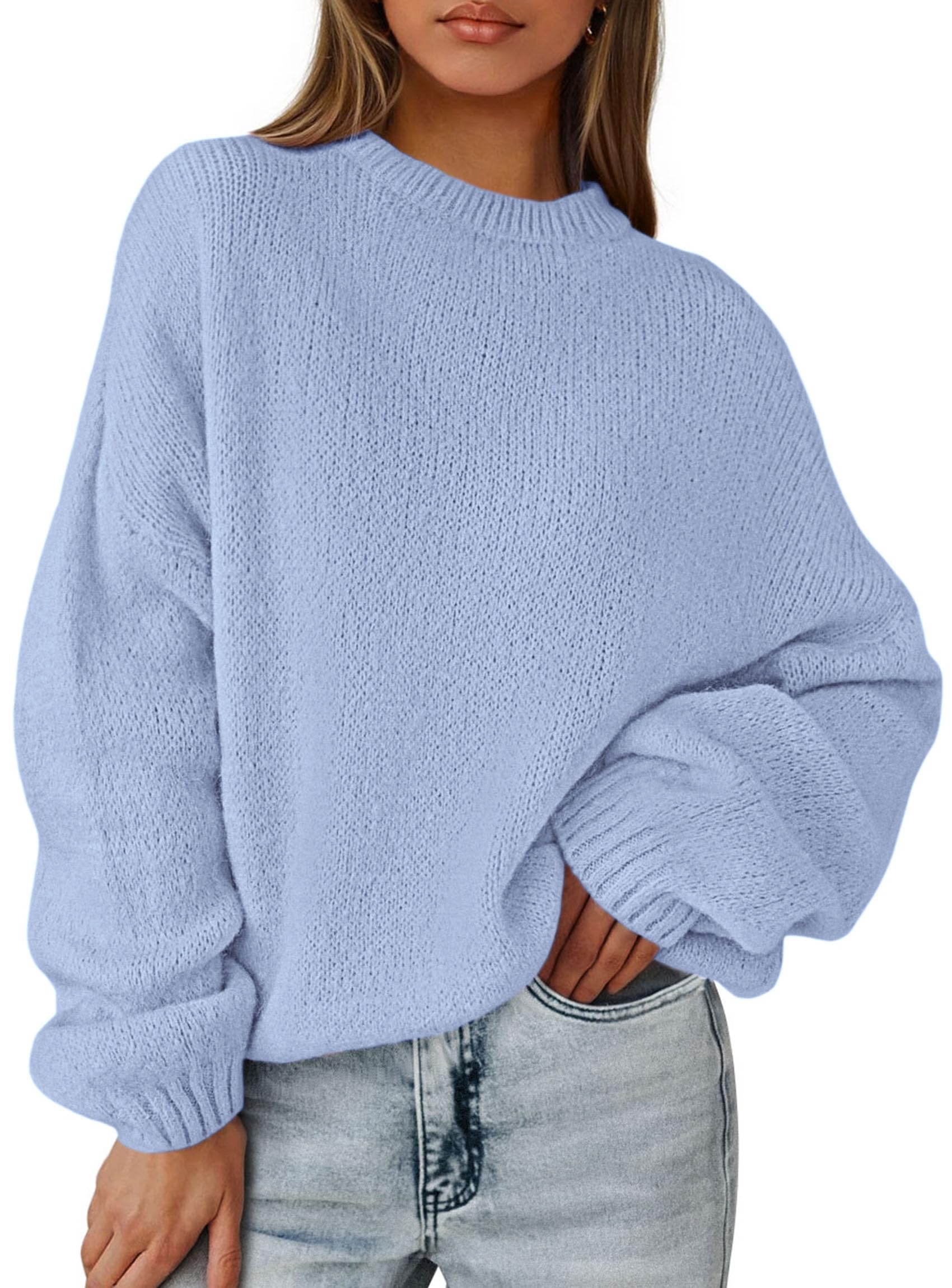 Women's Fall Oversized Holiday Sweaters (Light Blue,S)