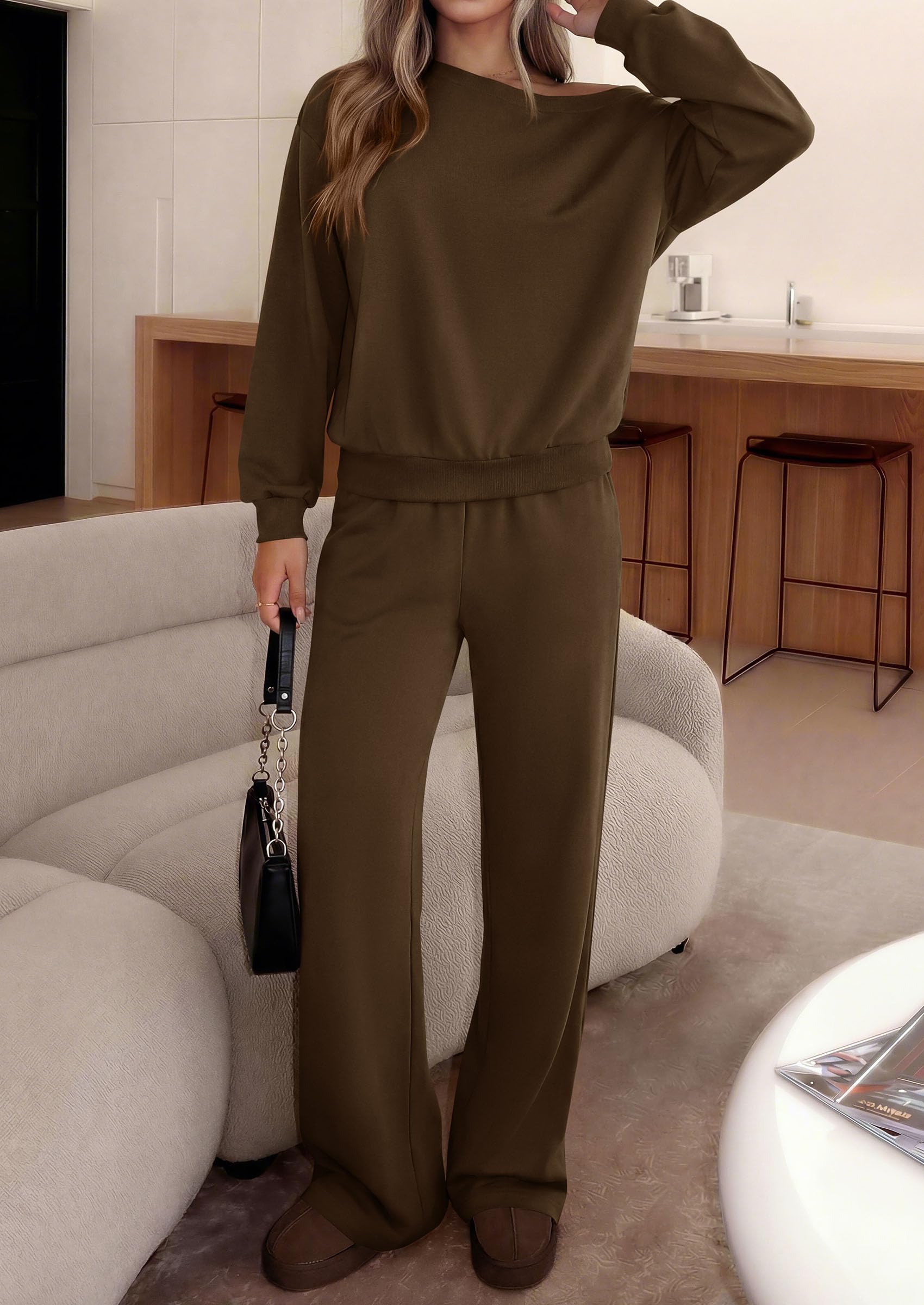 2 Piece Sets for Women Off the Shoulder Matching Lounge Set