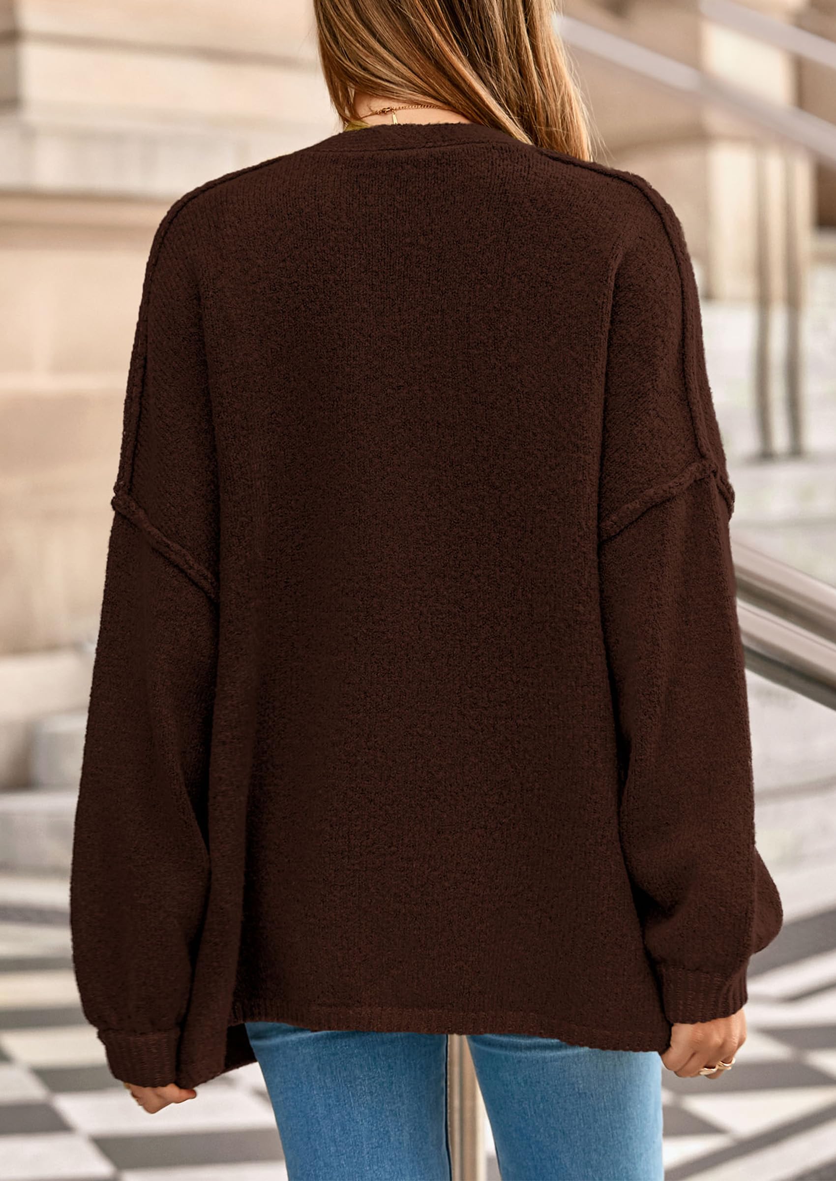 Oversized Chunky Cardigan Sweaters for Women Brown,S