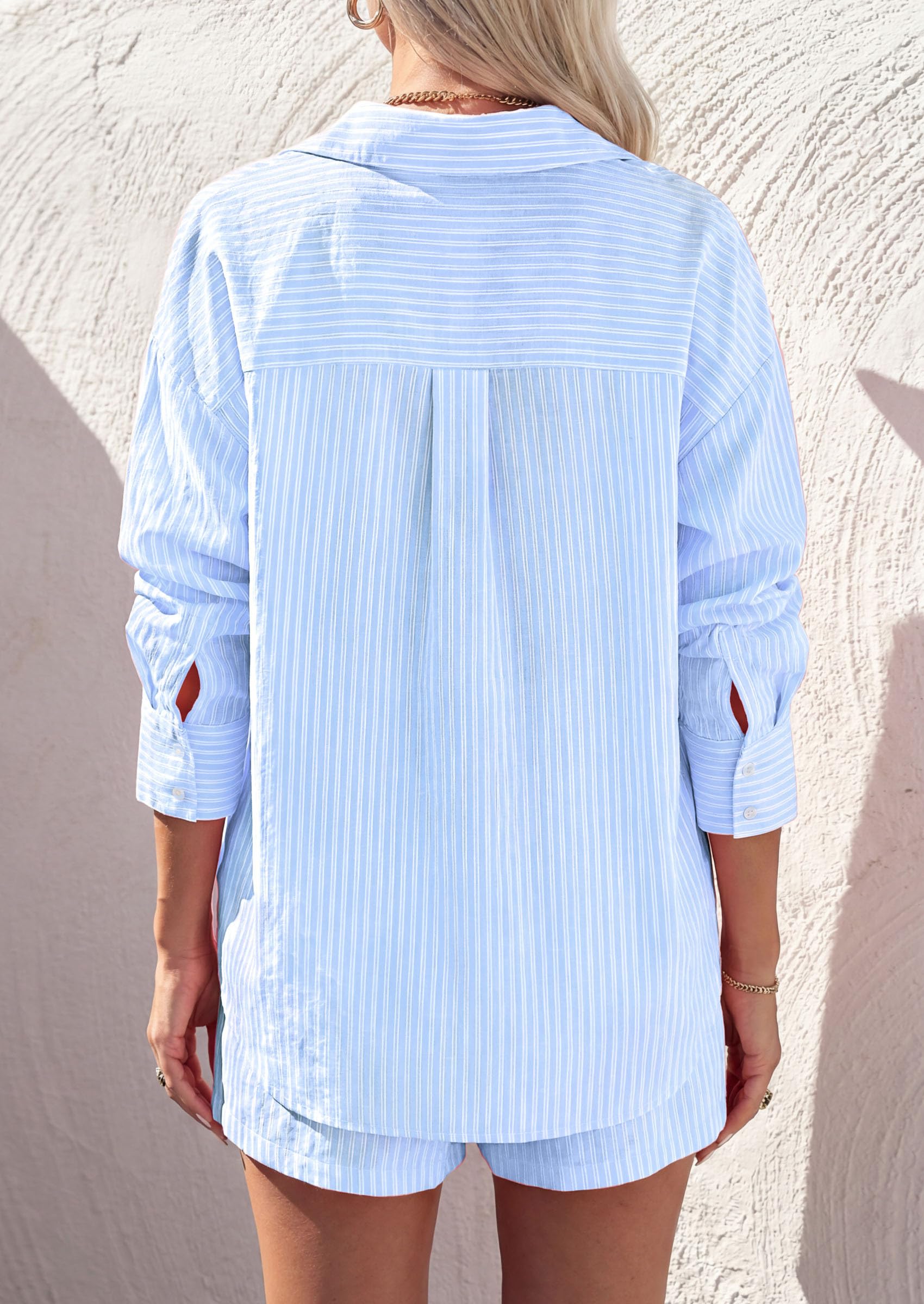 Women's Summer 2 Piece Outfits Lounge Sets Light Blue White
