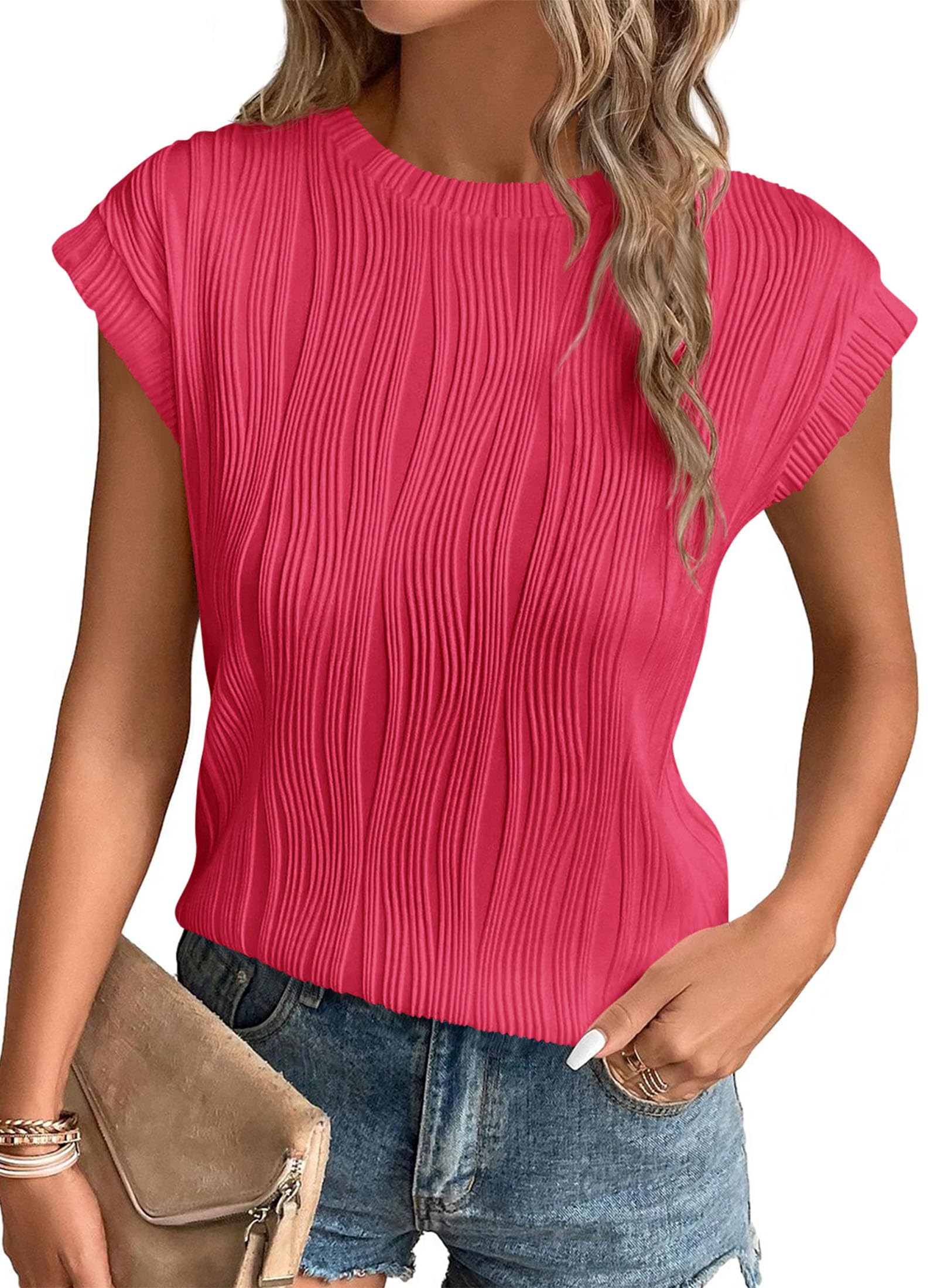 Blouses for Women Dressy Casual Summer Tops, Red,XL