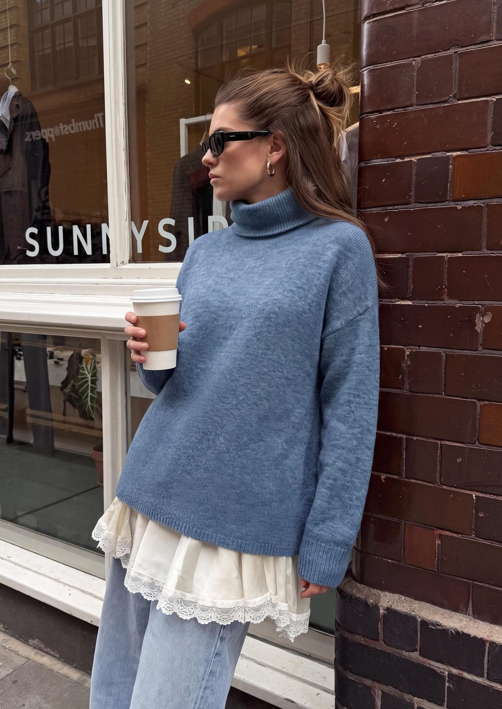 Women's Winter Turtleneck Sweaters Oversized Warm Pullover