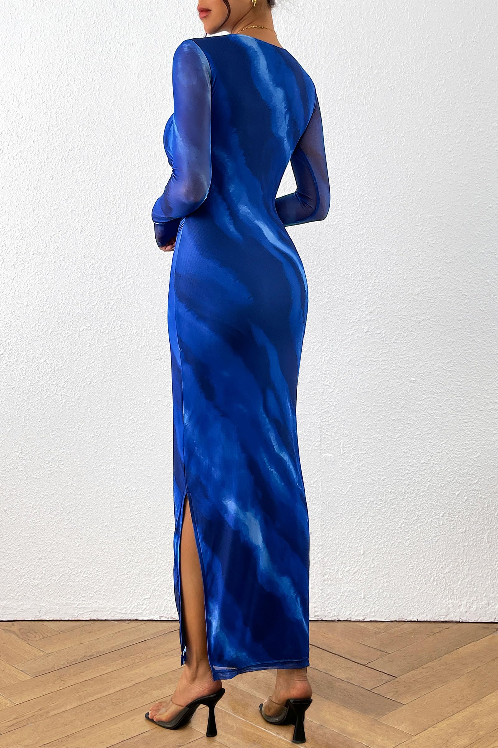 Women's Floral Bodycon Maxi Fall Dress