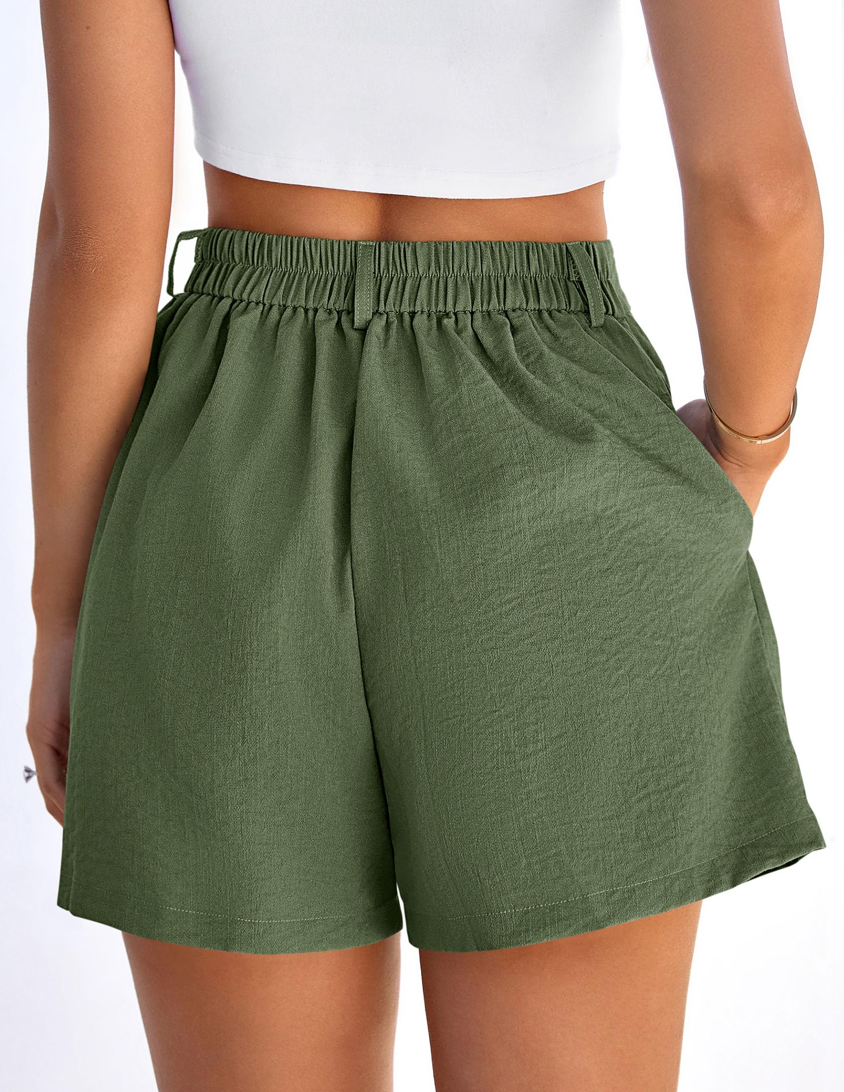 Womens Shorts Dressy Casual High Waisted Wide Leg Trousers,Green,S