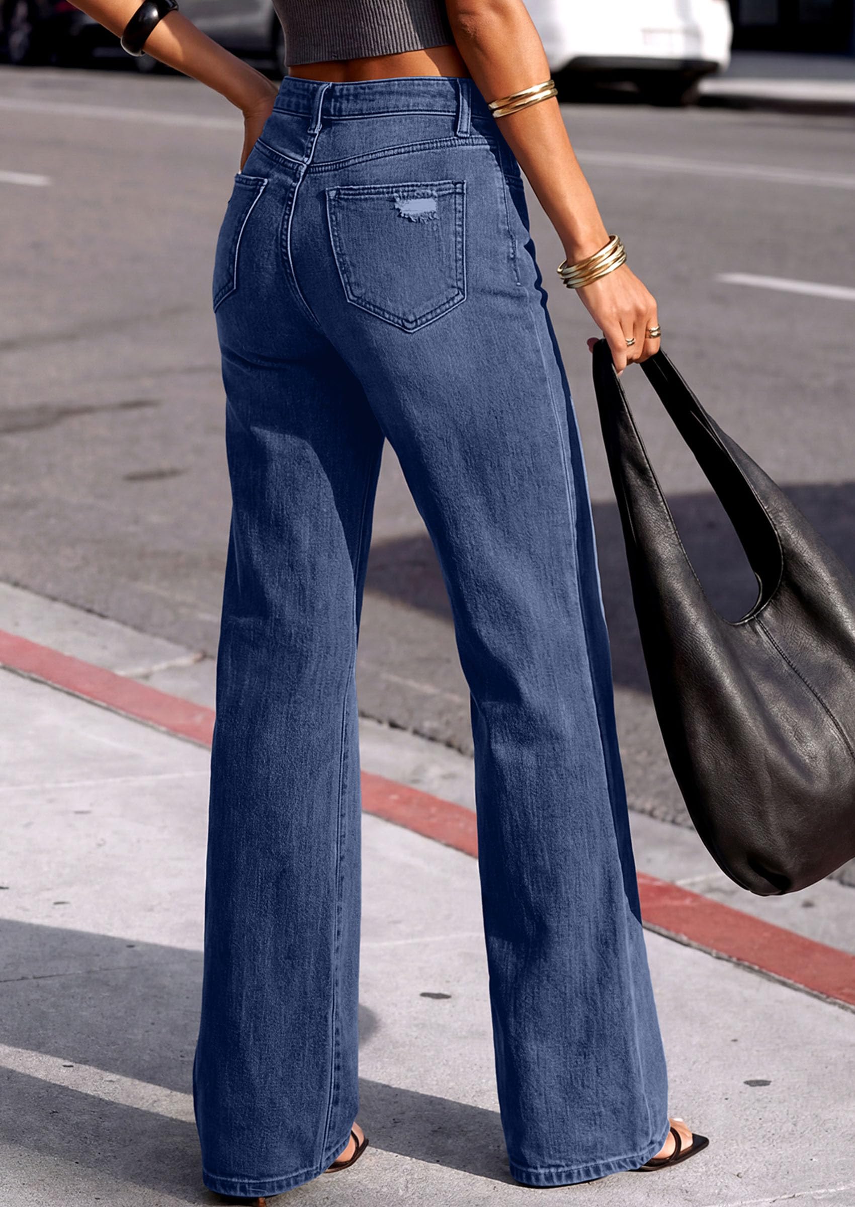 Women's Jeans Stretchy High Waisted Denim Pants,Deep Blue,10