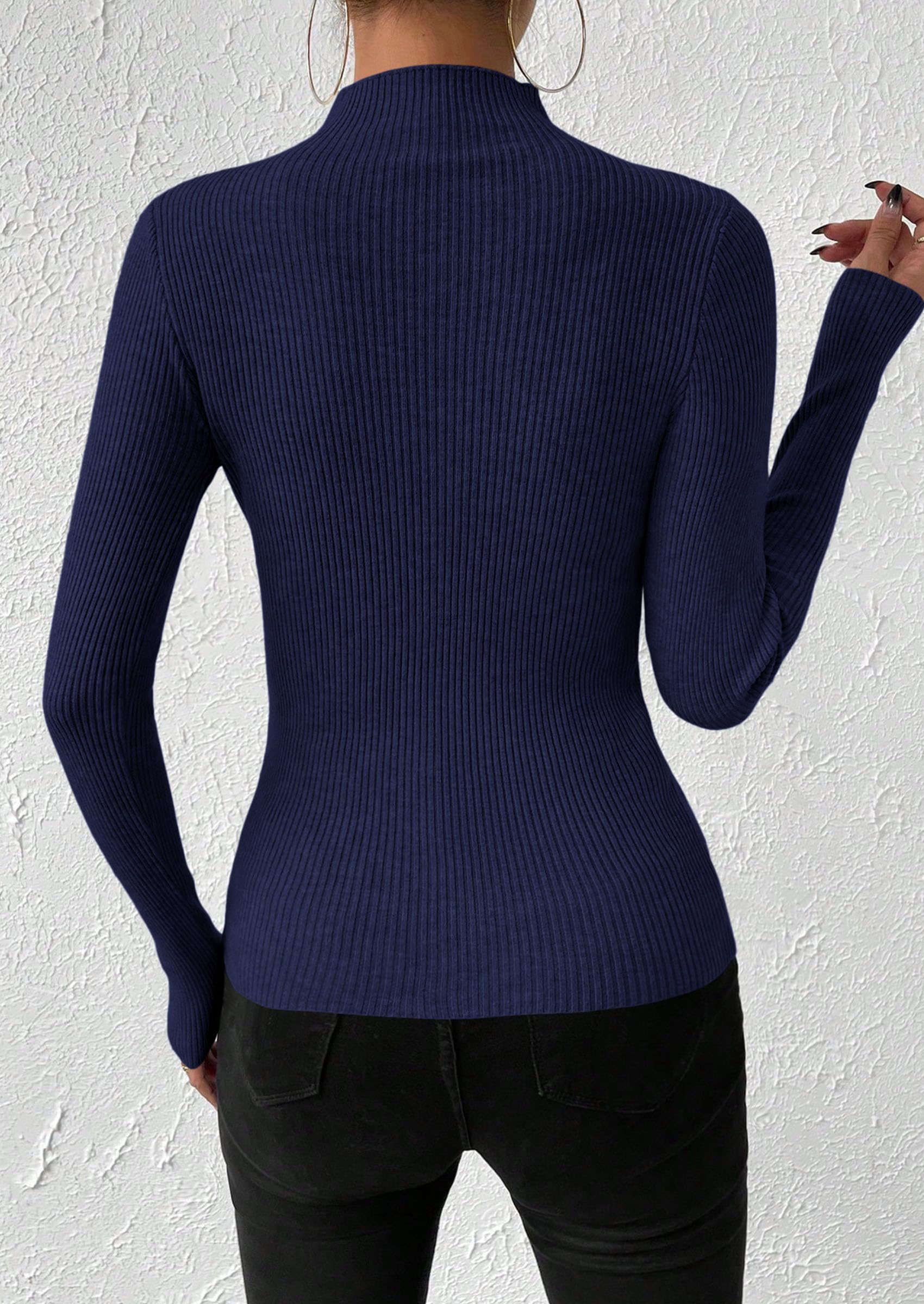 Women's Mock Turtleneck Lightweight Sweaters Fall Knit Tshirts