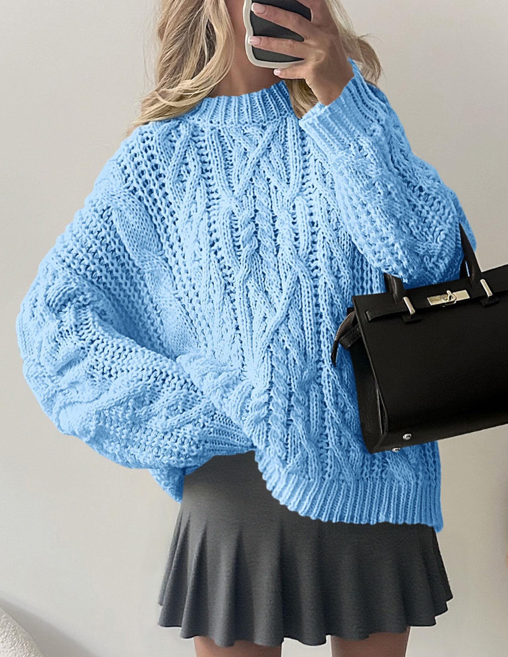 Womens Oversized Fall Sweaters Chunky Cable Knit Pullover Tops