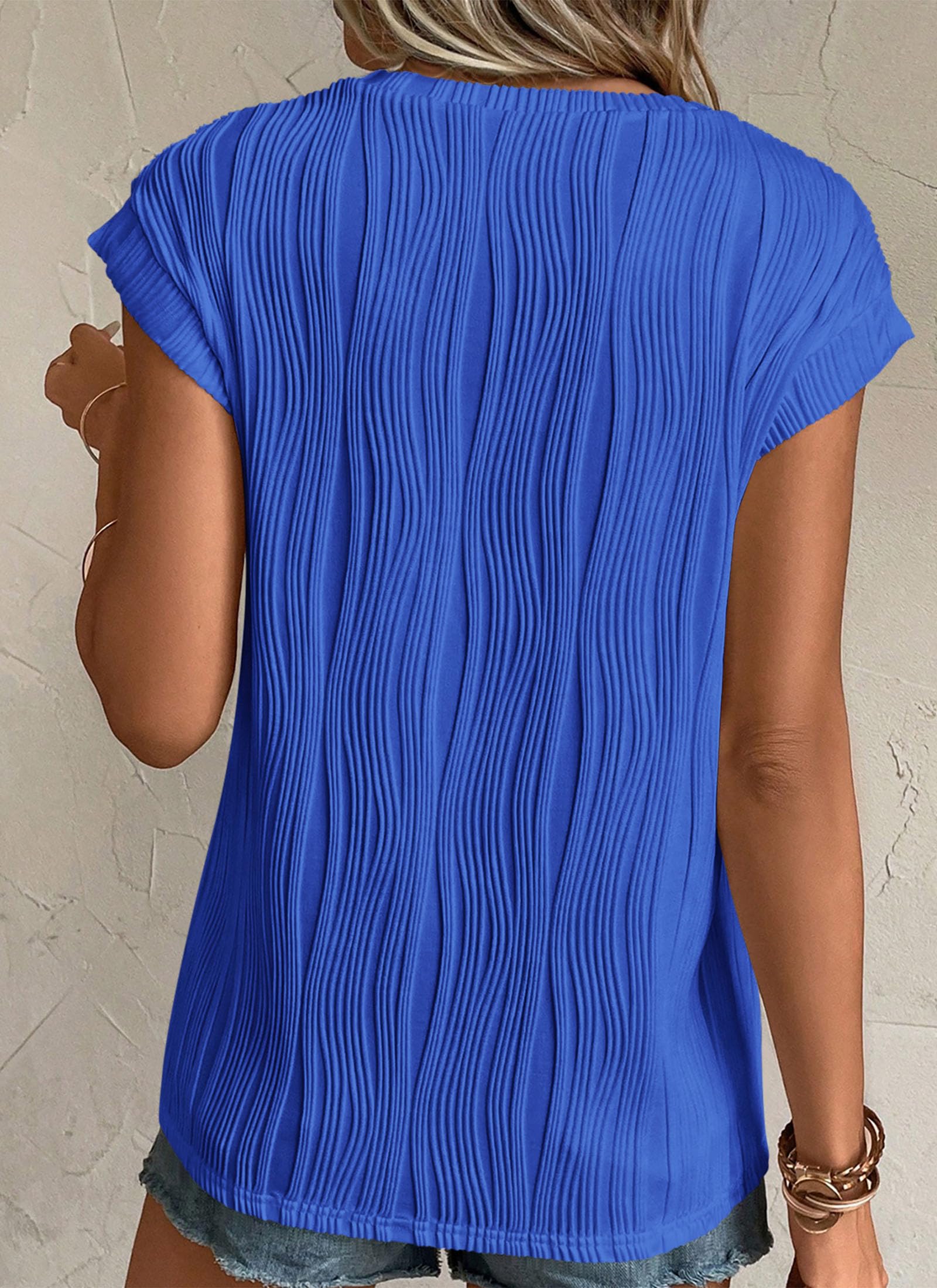 Blouses for Women Dressy Casual Summer Tops, Brilliant Blue,S